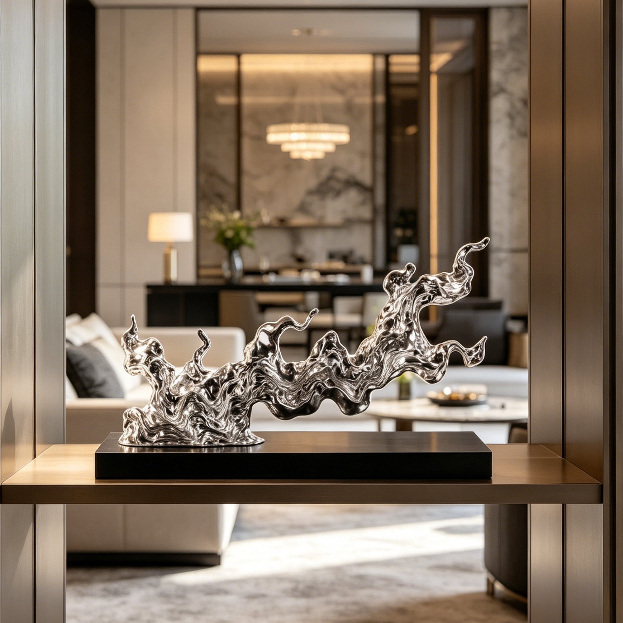 Liquid Rhythm Abstract Sculpture Modern Stainless Steel Tabletop Art Sculpture