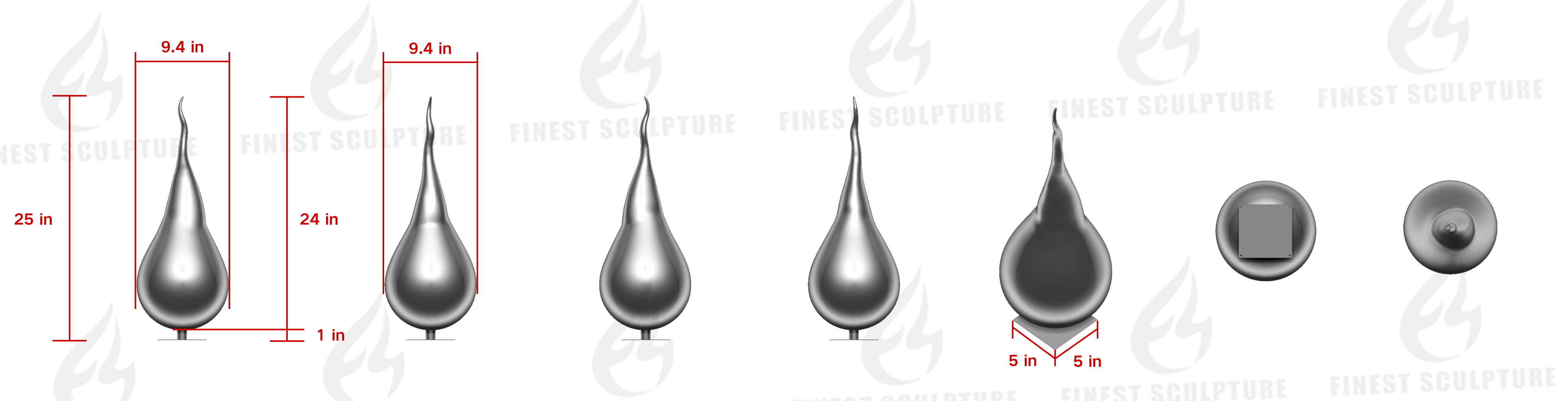 Custom Link for Stephen Schubert of Stainless Steel Sculpture-48" Height and 24" Height Water Drop -50% Deposit