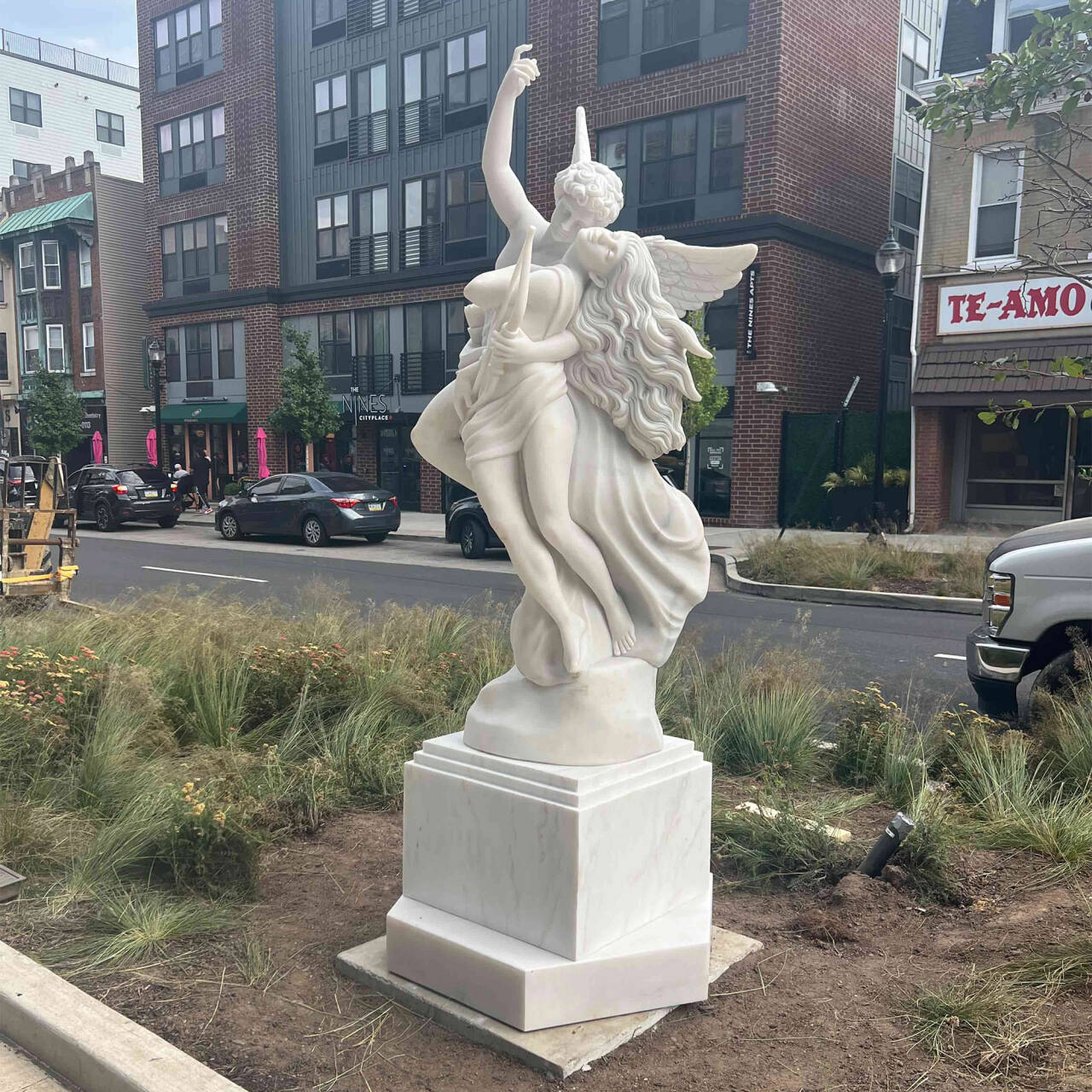 The Eros and Psyche statue replica in Allentown city center, enhancing the downtown cultural landscape.