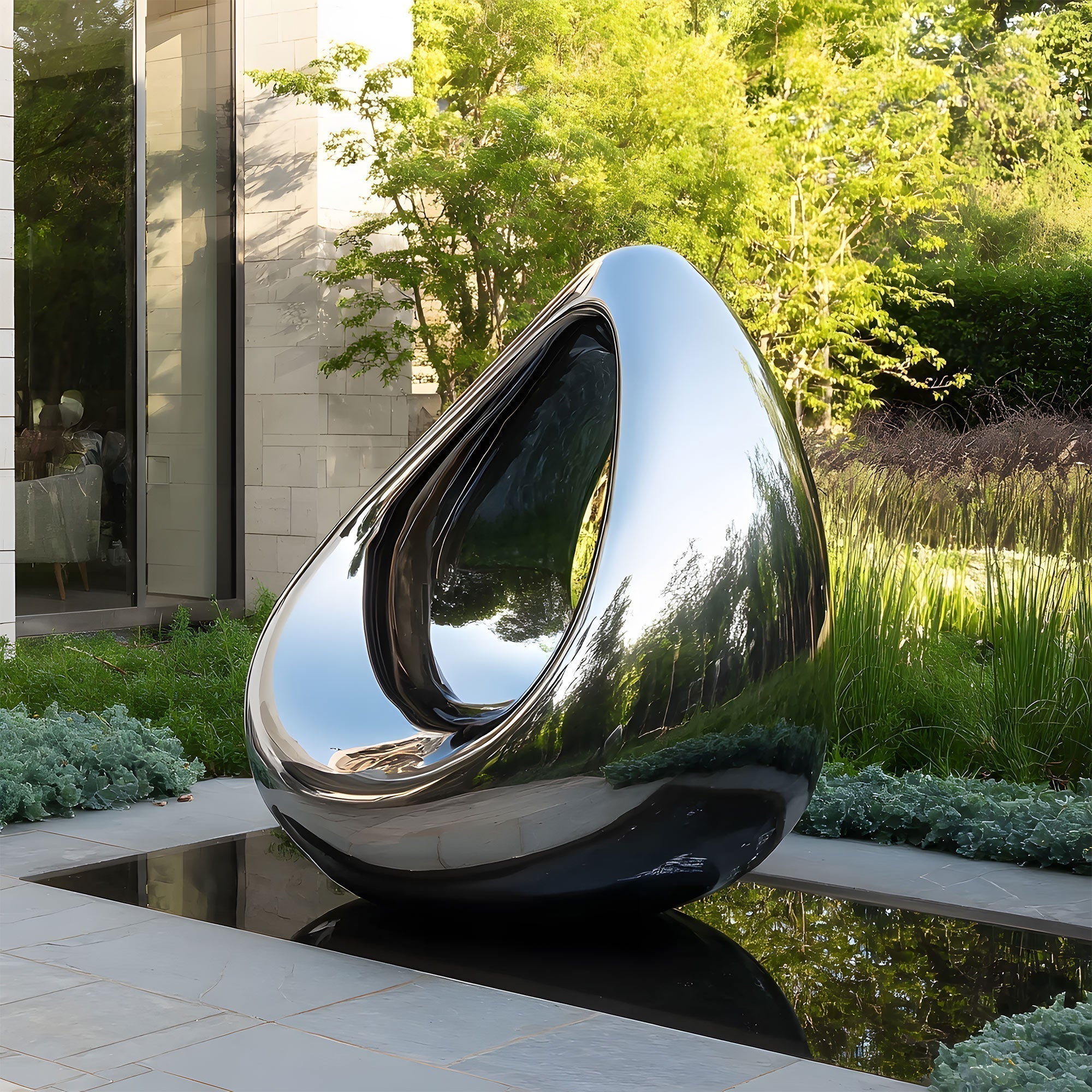 A Custom Mirror-Polished Stainless Steel Sculpture in Virginia Beach