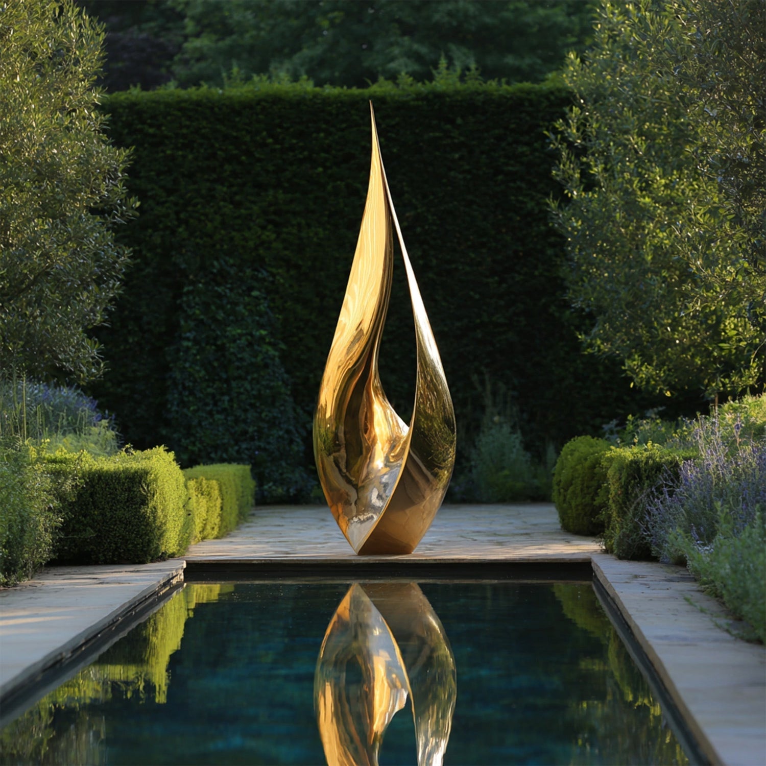 A Case Study of Our Golden Flame Polished Stainless Steel Abstract Sculpture (SKU: FS-164)