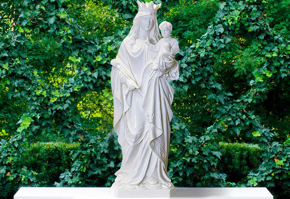 Outdoor Sculpture White Marble Virgin Mary and Child Jesus statues