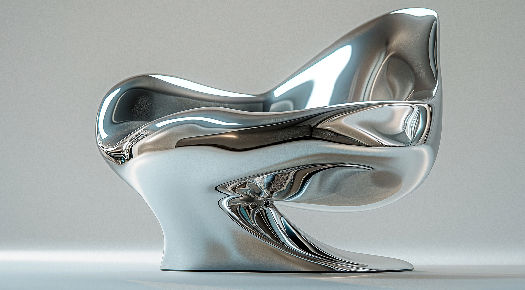 chair stainless steel sculpture with mirror finish