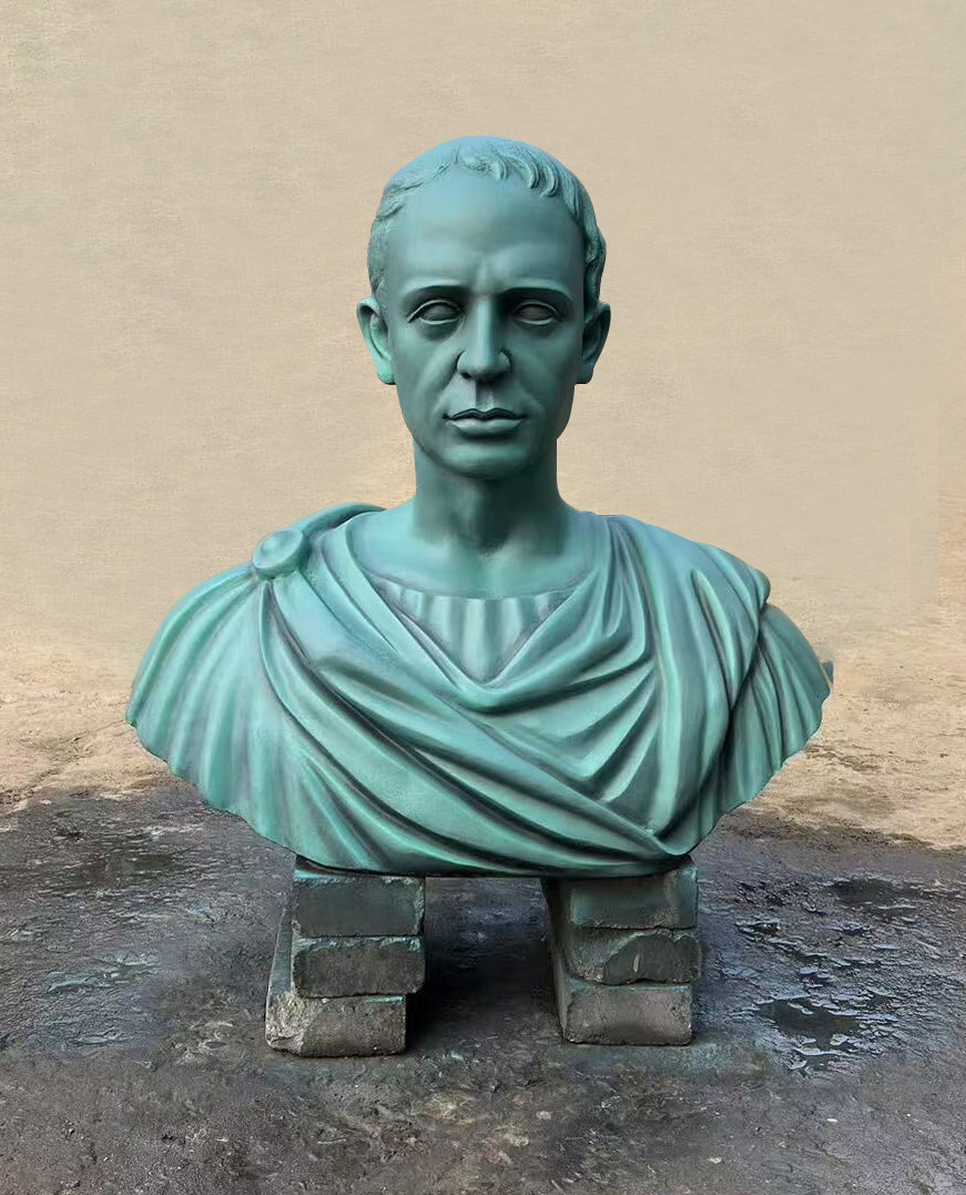 fully customized bronze bust of Roman poet Catullus with realistic facial features and antique finish 