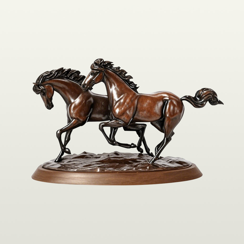 FINEST Bronze Galloping Double Horses Sculpture FB-072