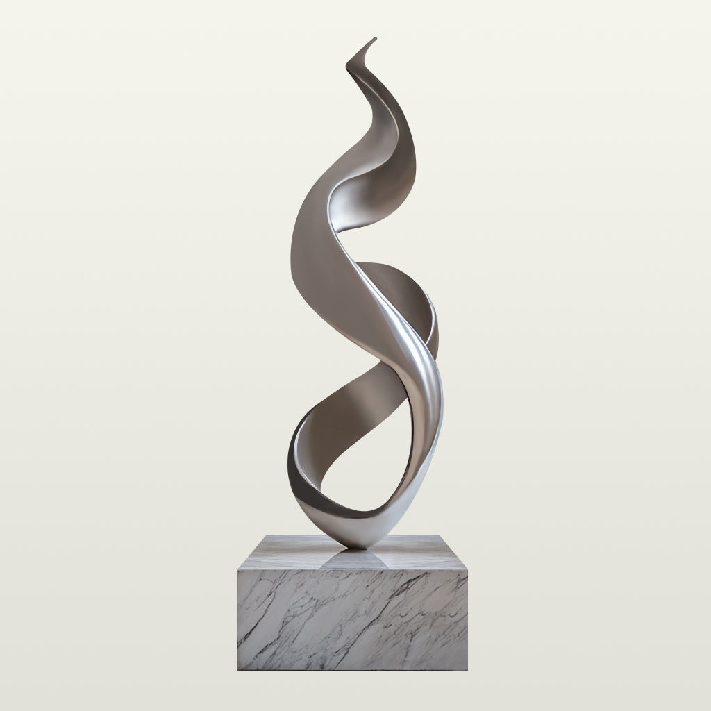 FINEST  Custom Large Modern Sculpture Abstract Stainless Steel Indoor and Outdoor Sculpture with Marble Base FS-107