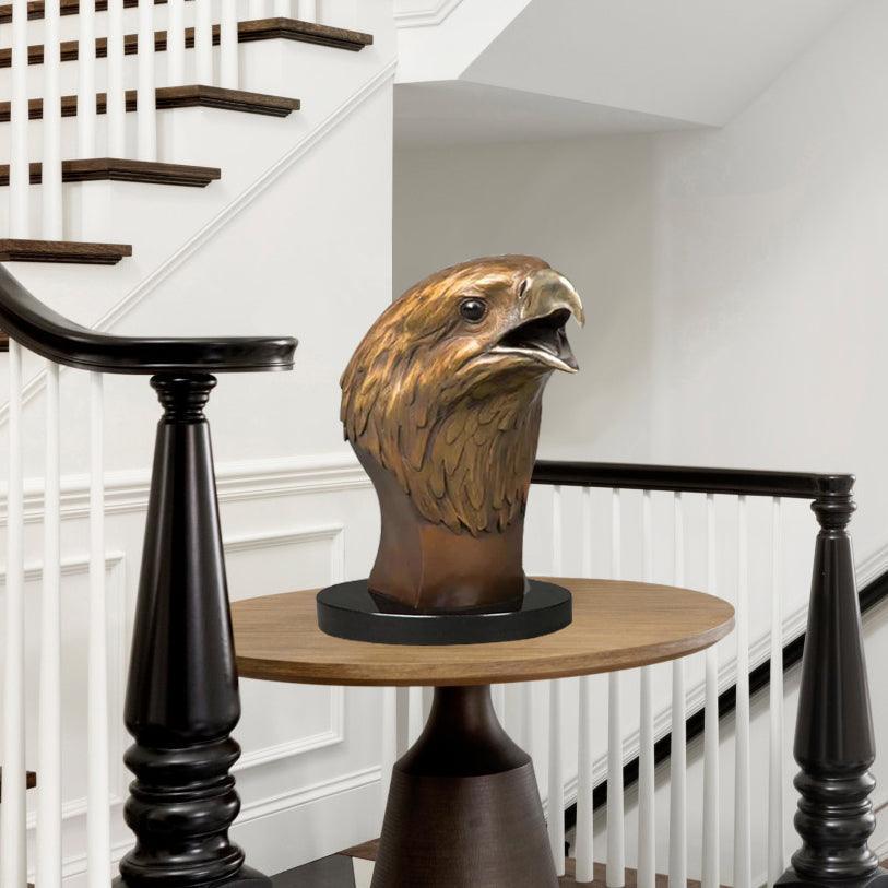 desk decor bronze bald eagle head sculpture