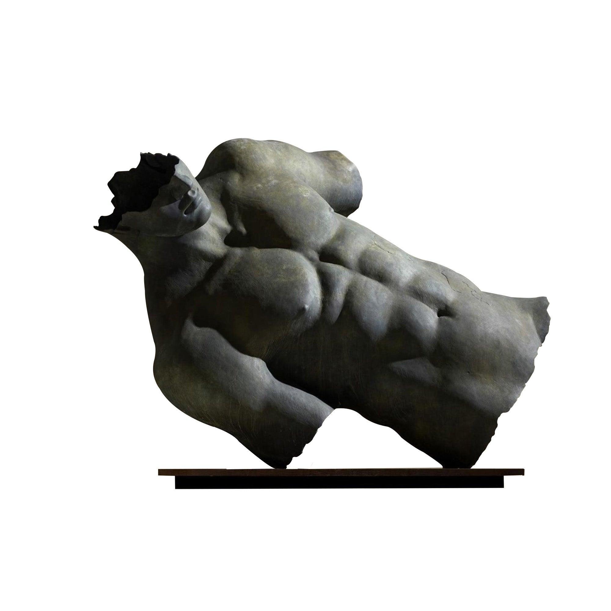 male body bust bronze sculpture