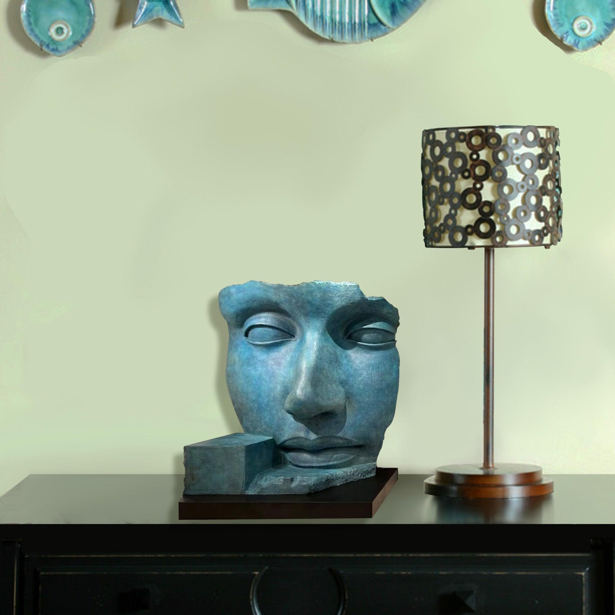 abstract art sculptures bronze patina face sculpture