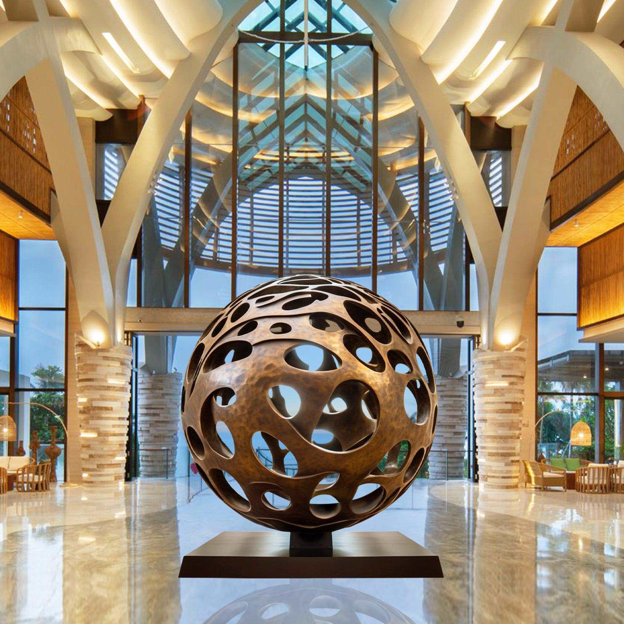 large bronze sculpture hollow ball sculpture indoor decoration