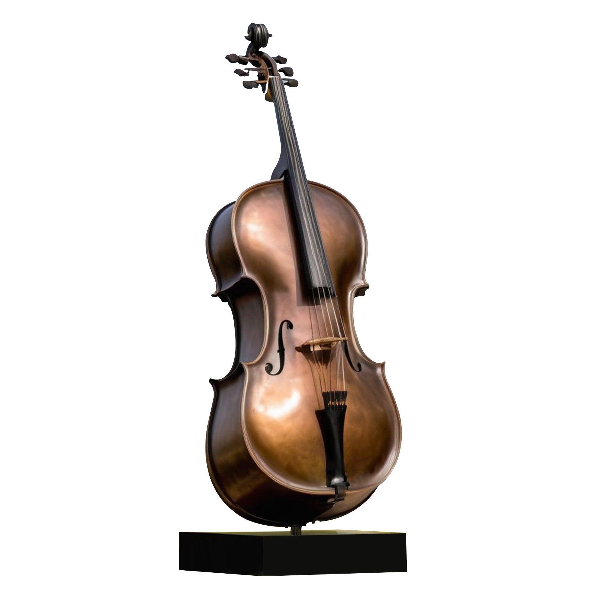 modern sculpture bronze cello statue