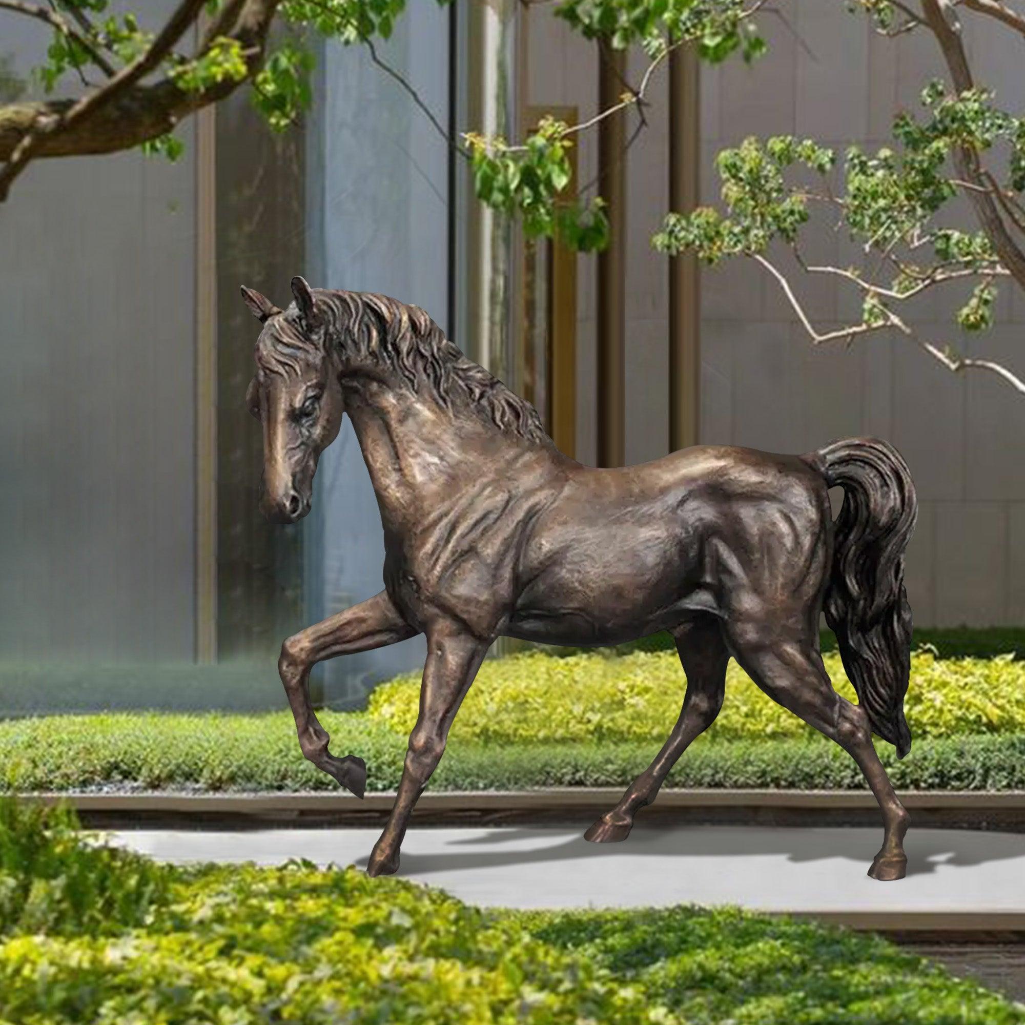 life size garden bronze standing horse sculpture