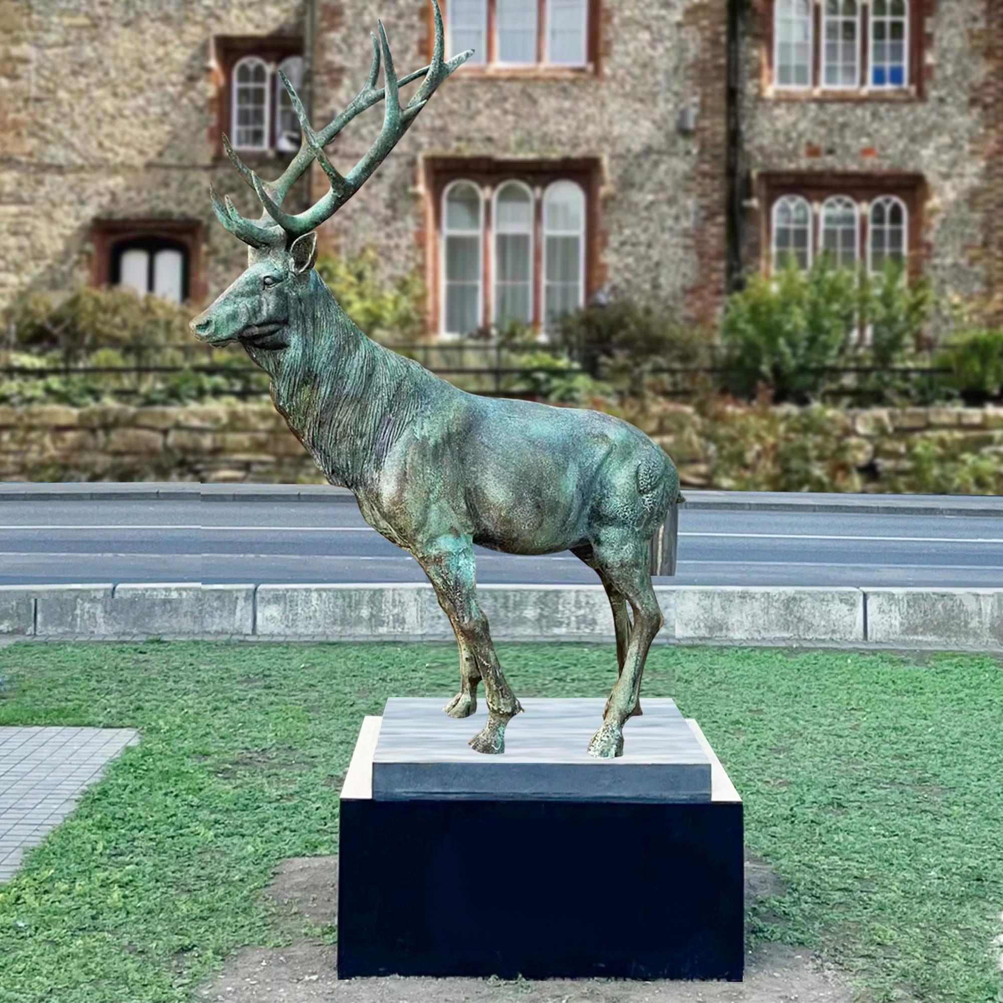 standing elk bronze sculptures for outdoors