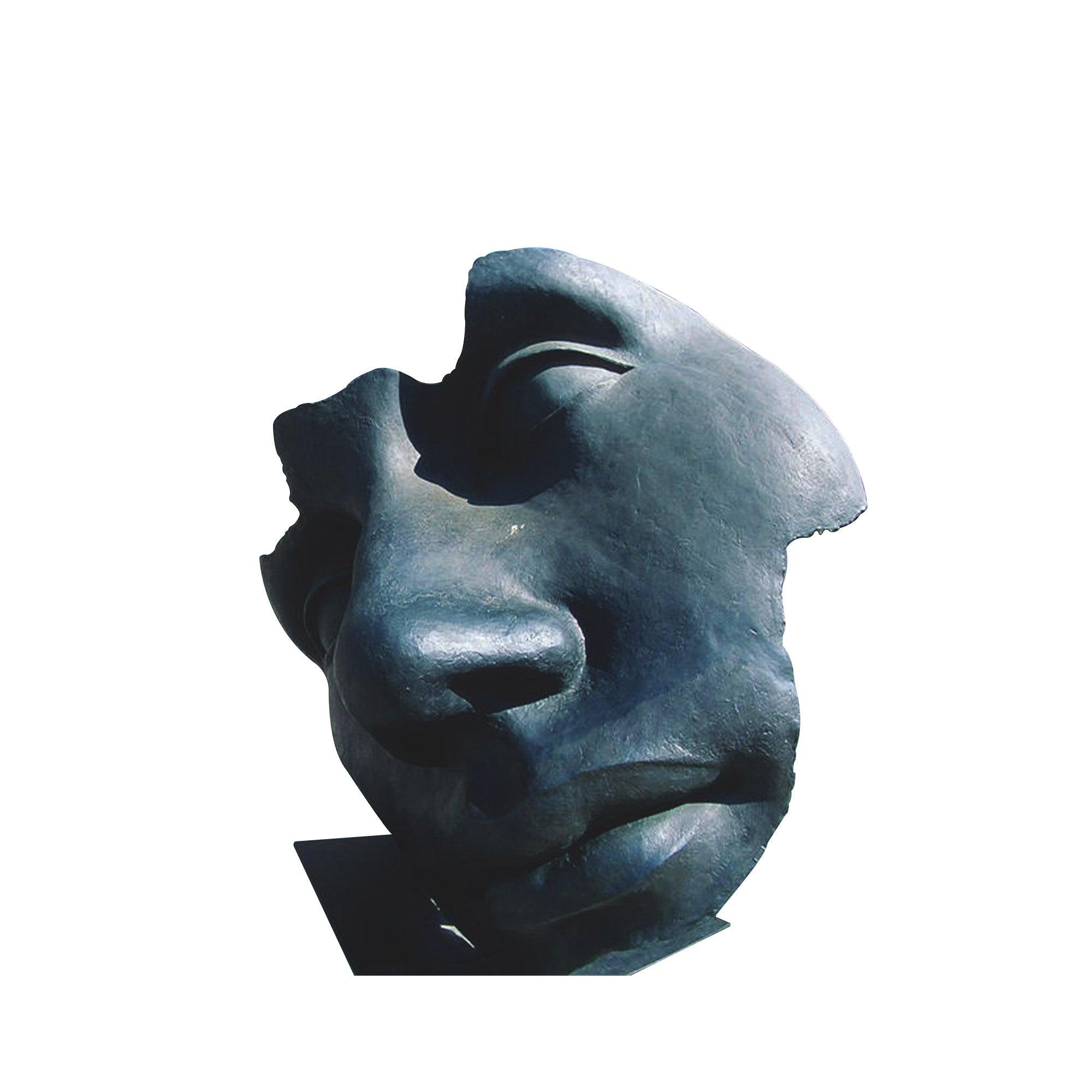 bronze abstract broken face sculpture