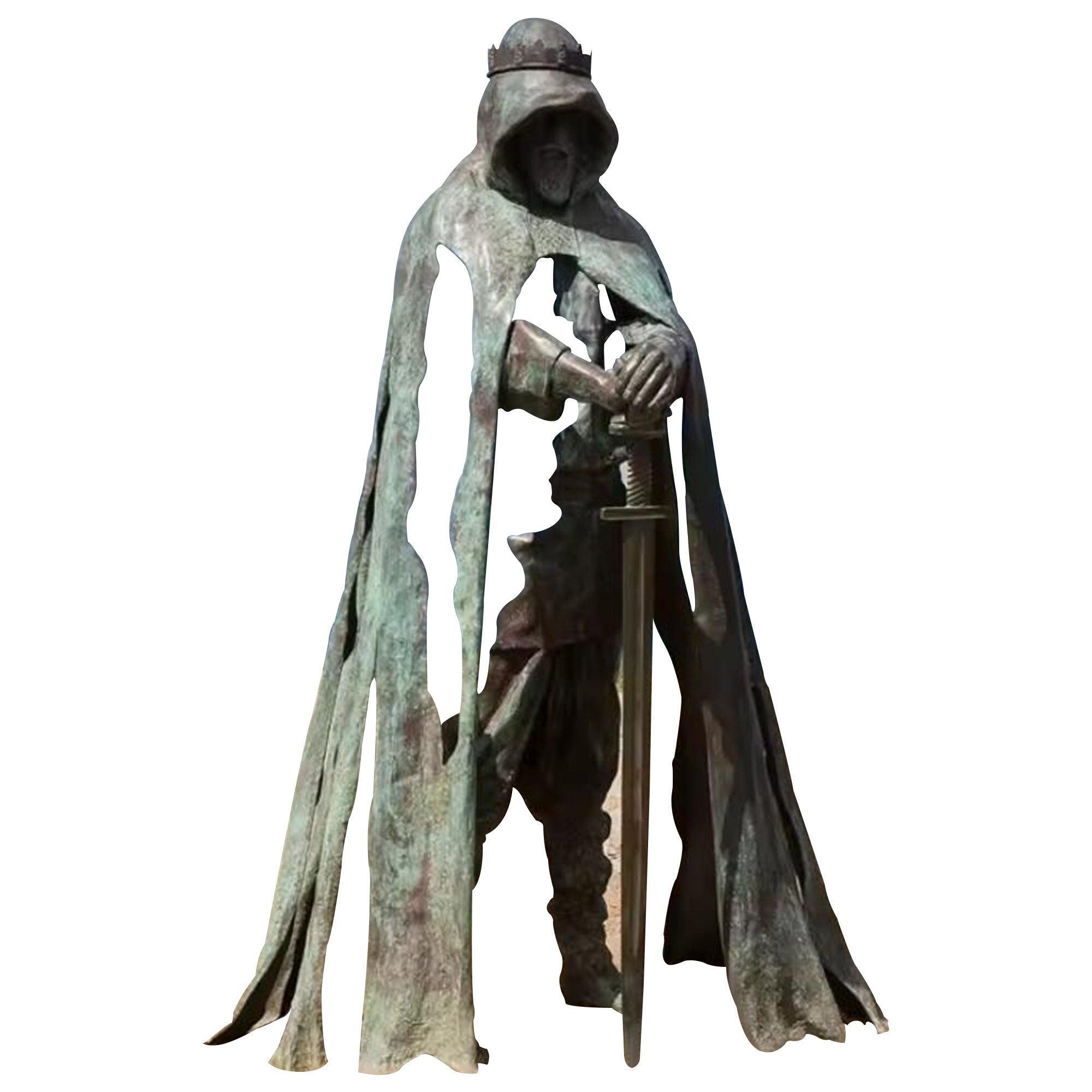life size bronze warrior with sword statue large copper king arthur man figure sculpture