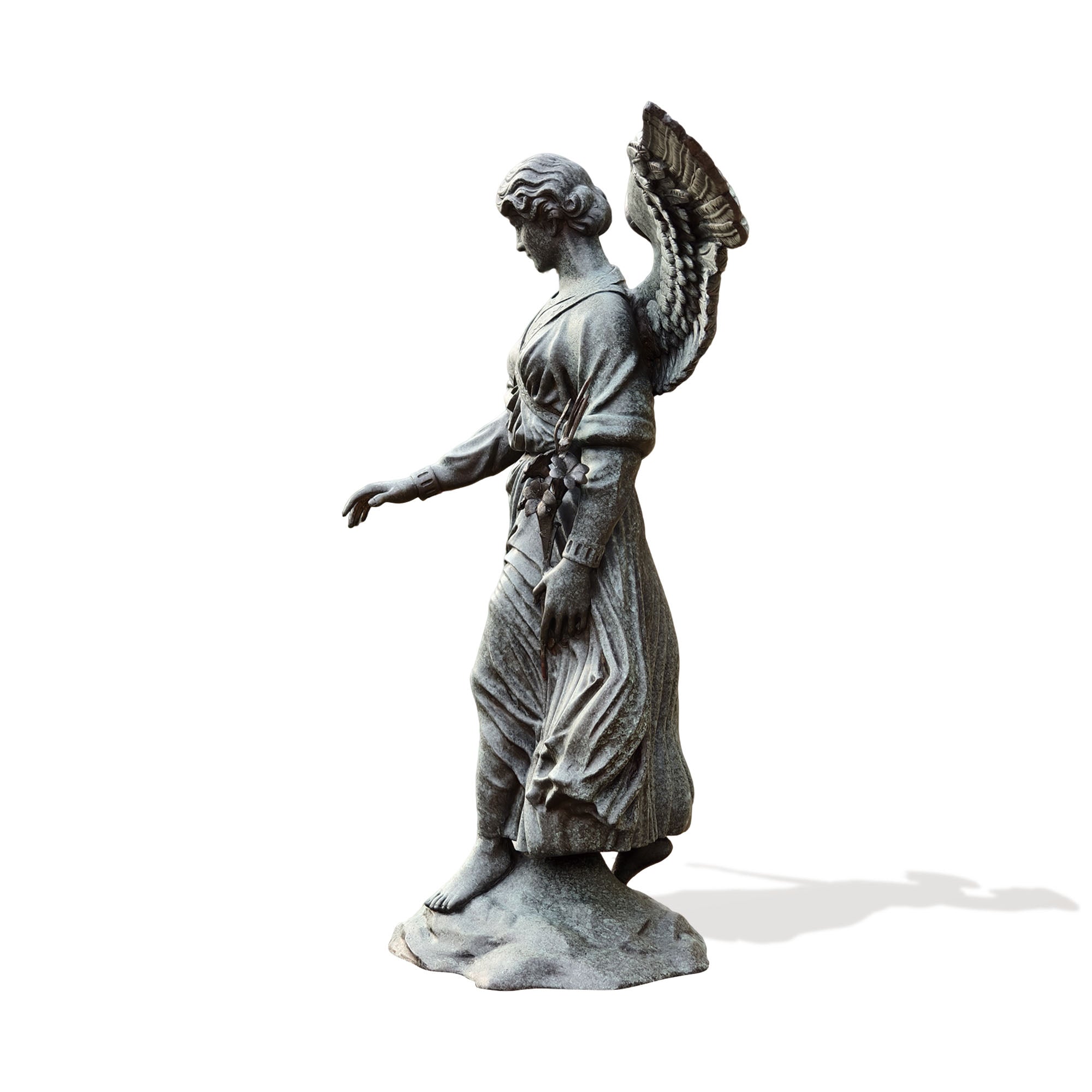 Statue of an angel on a white background