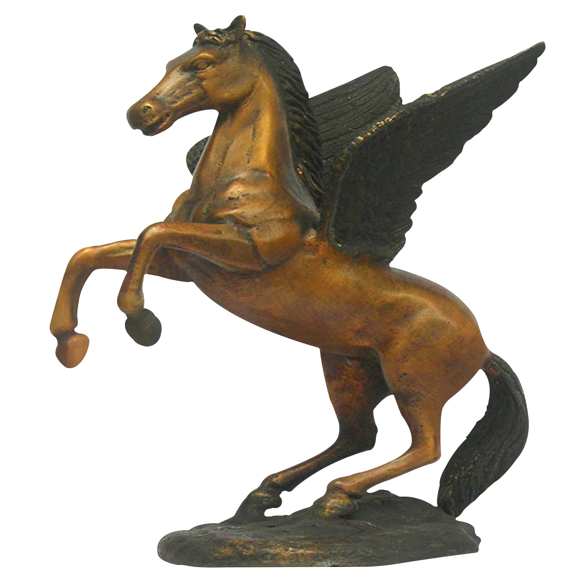 Bronze Pegasus statue in a rearing pose