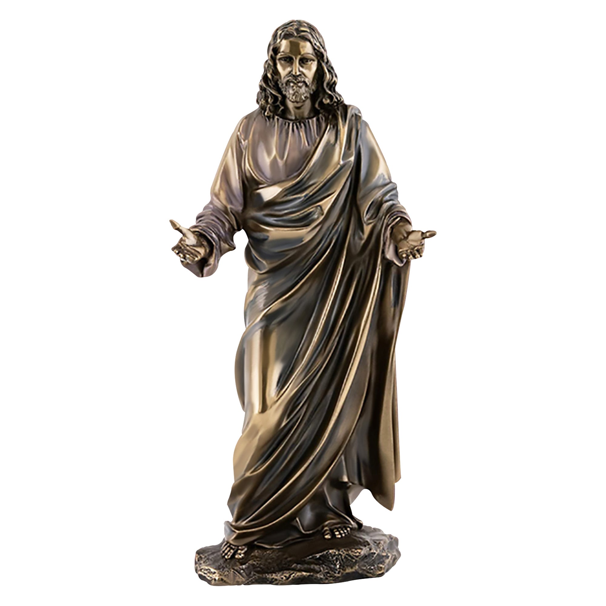 Bronze statue of Jesus Christ with outstretched arms