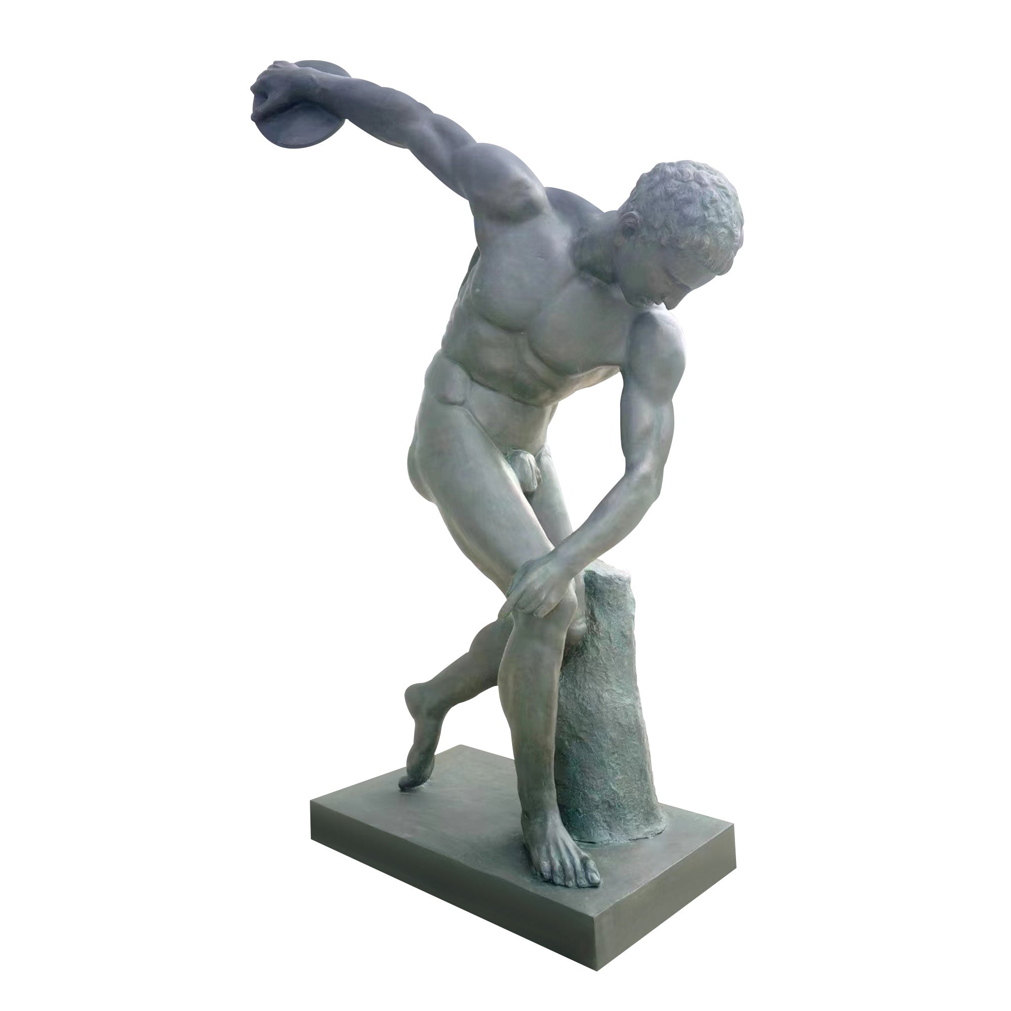 Bronze sculpture replica of Myron’s Discobolus, depicting a discus thrower in a dynamic pose