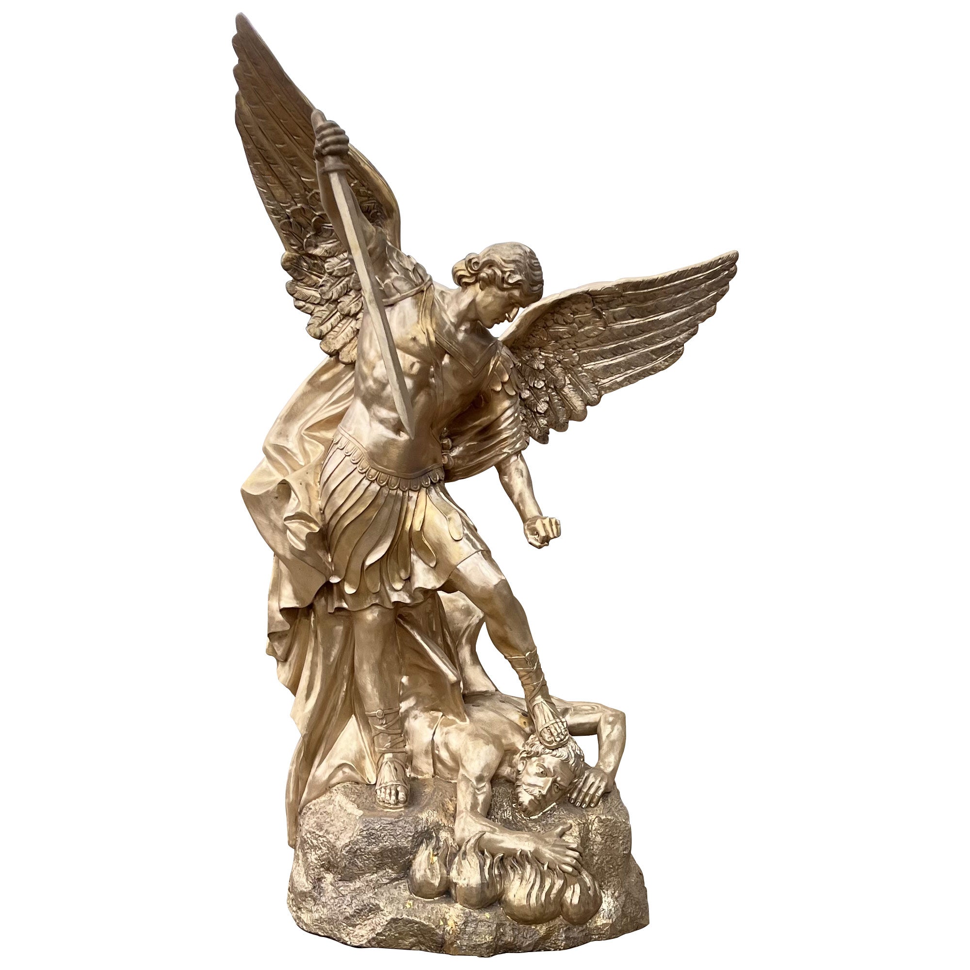 St. Michael the Archangel defender bronze statue with antique bronze finish