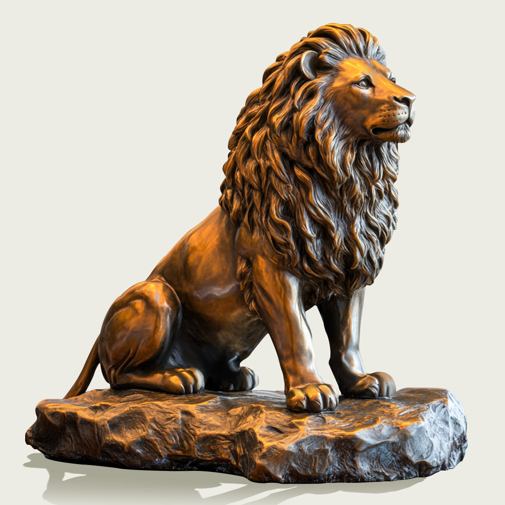  Custom Luxury Sitting Bronze Lion Statue with a polished finish