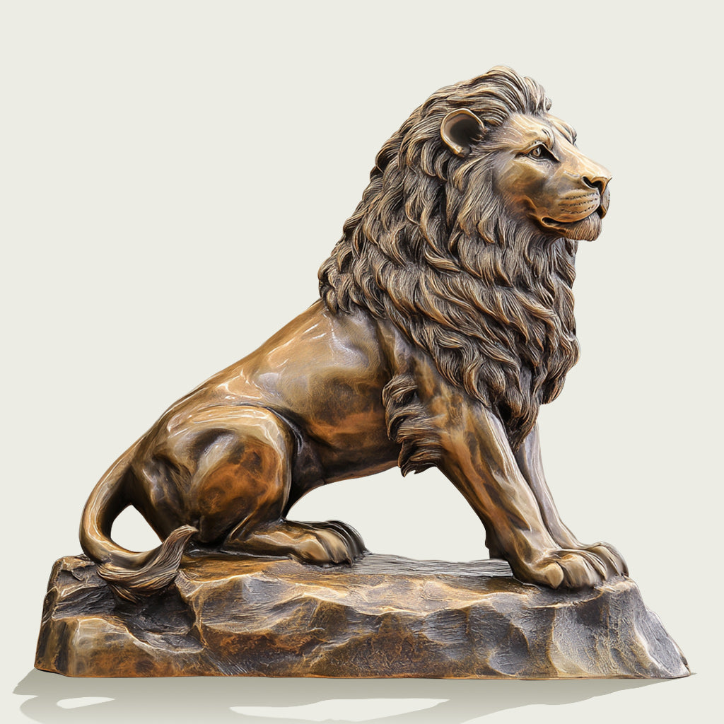  Custom Luxury Sitting Bronze Lion Statue with a polished finish