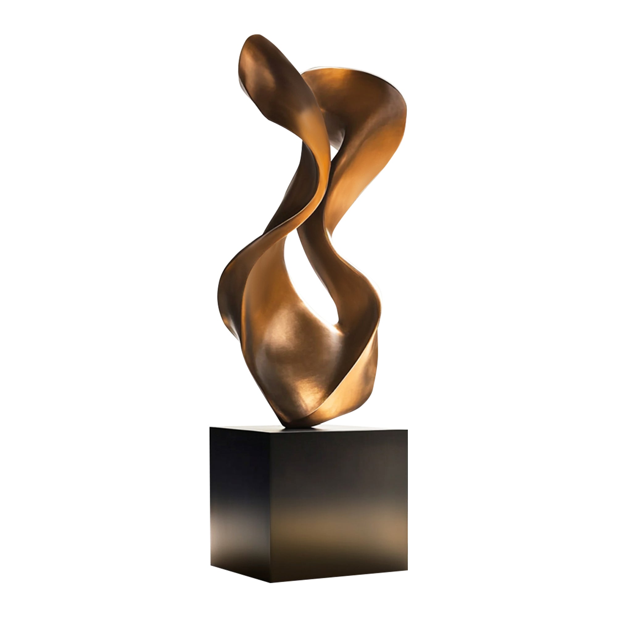 Eclipse Flow bronze abstract sculpture with twisting form and antique finish