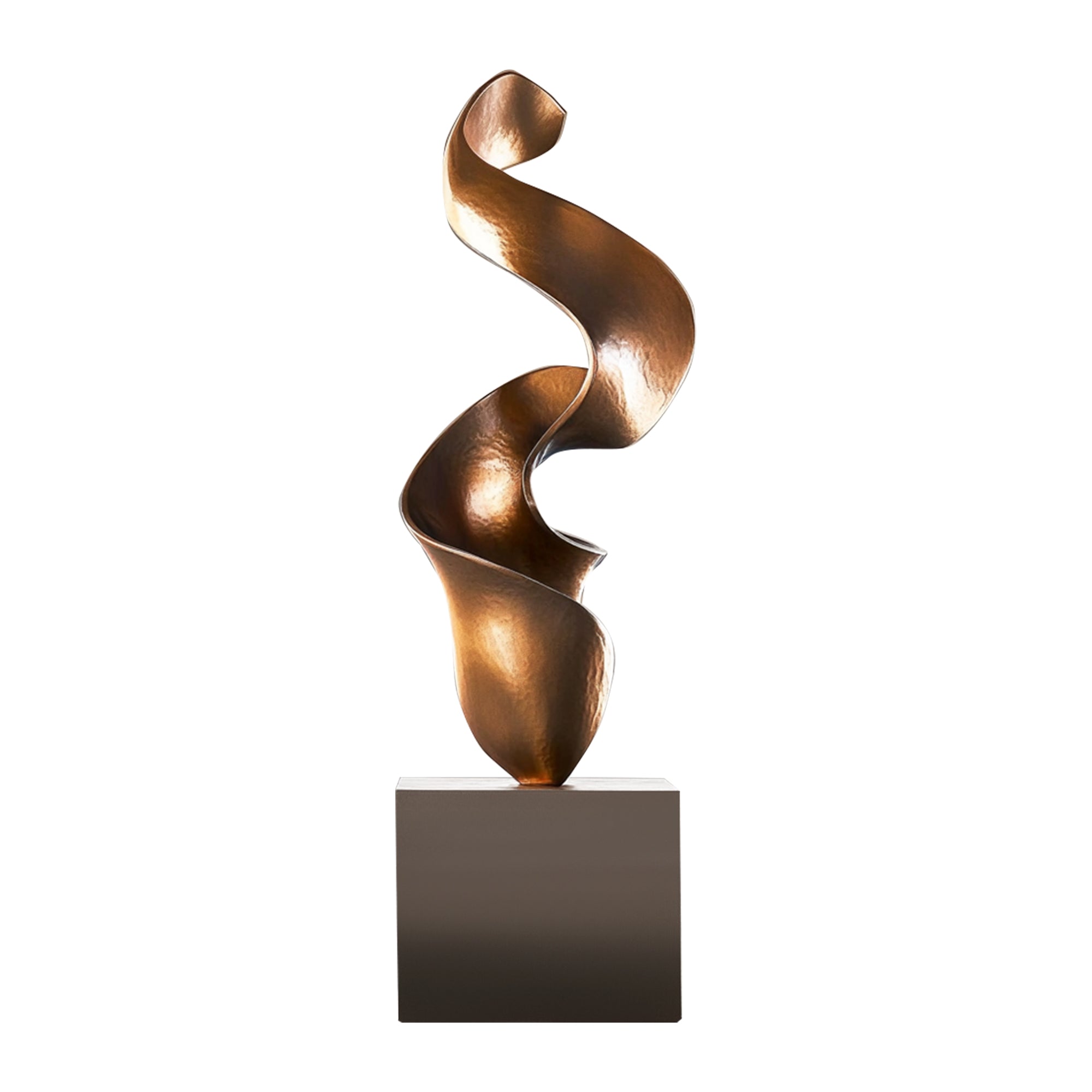  Essence Spiral abstract bronze sculpture with polished antique finish
