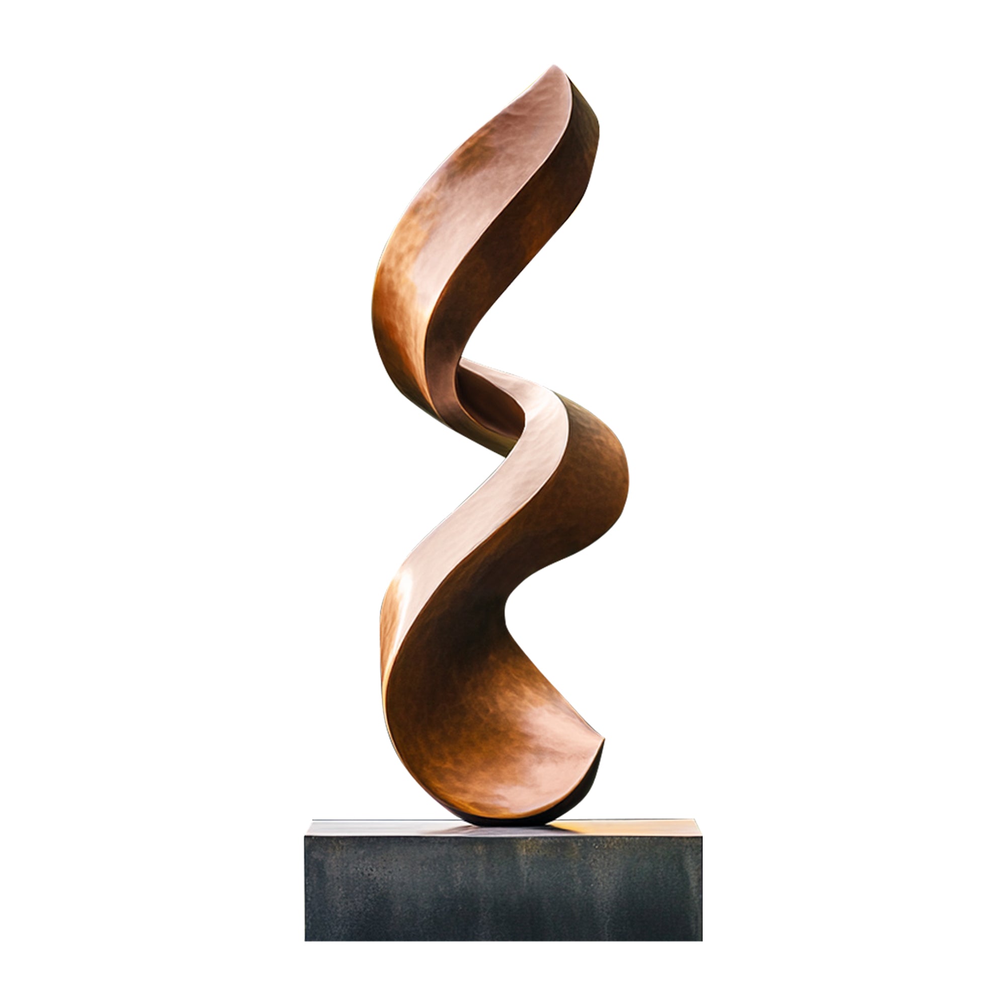Ethereal Rise bronze sculpture with vertical spiral twist and hammered satin finish