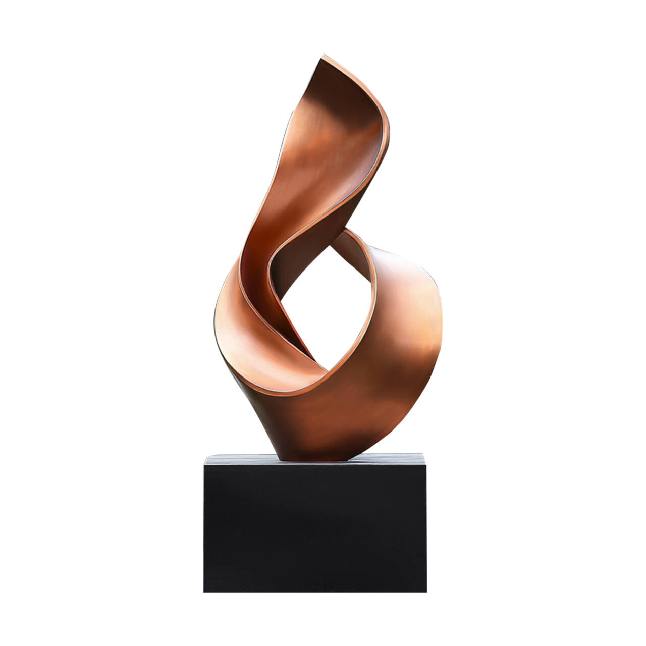 Abstract bronze sculpture with antique bronze finish, resembling a flowing ribbon in motion — ideal for luxury interiors, lobbies, and art gardens