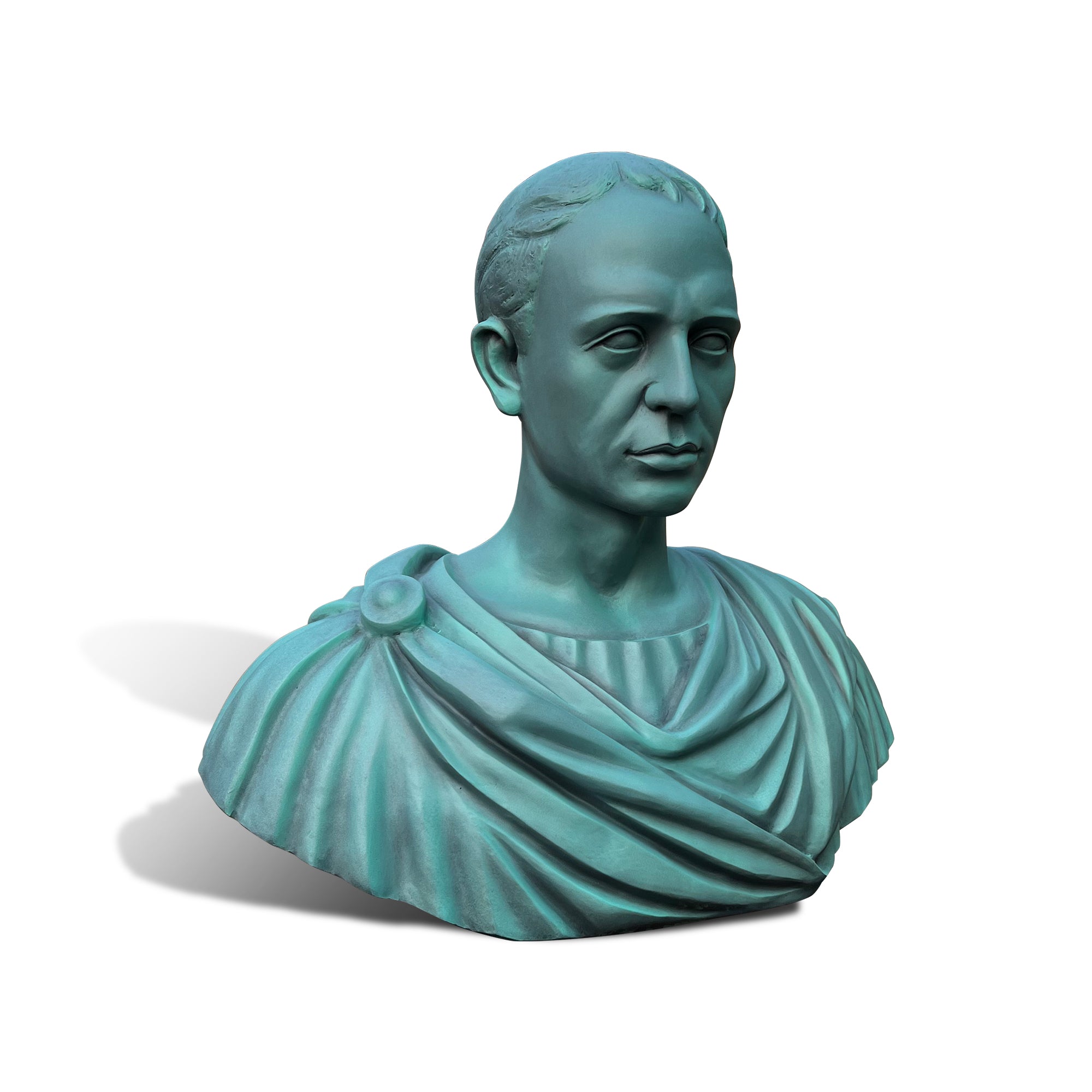 Angled right view of Catullus Roman poet bronze bust sculpture