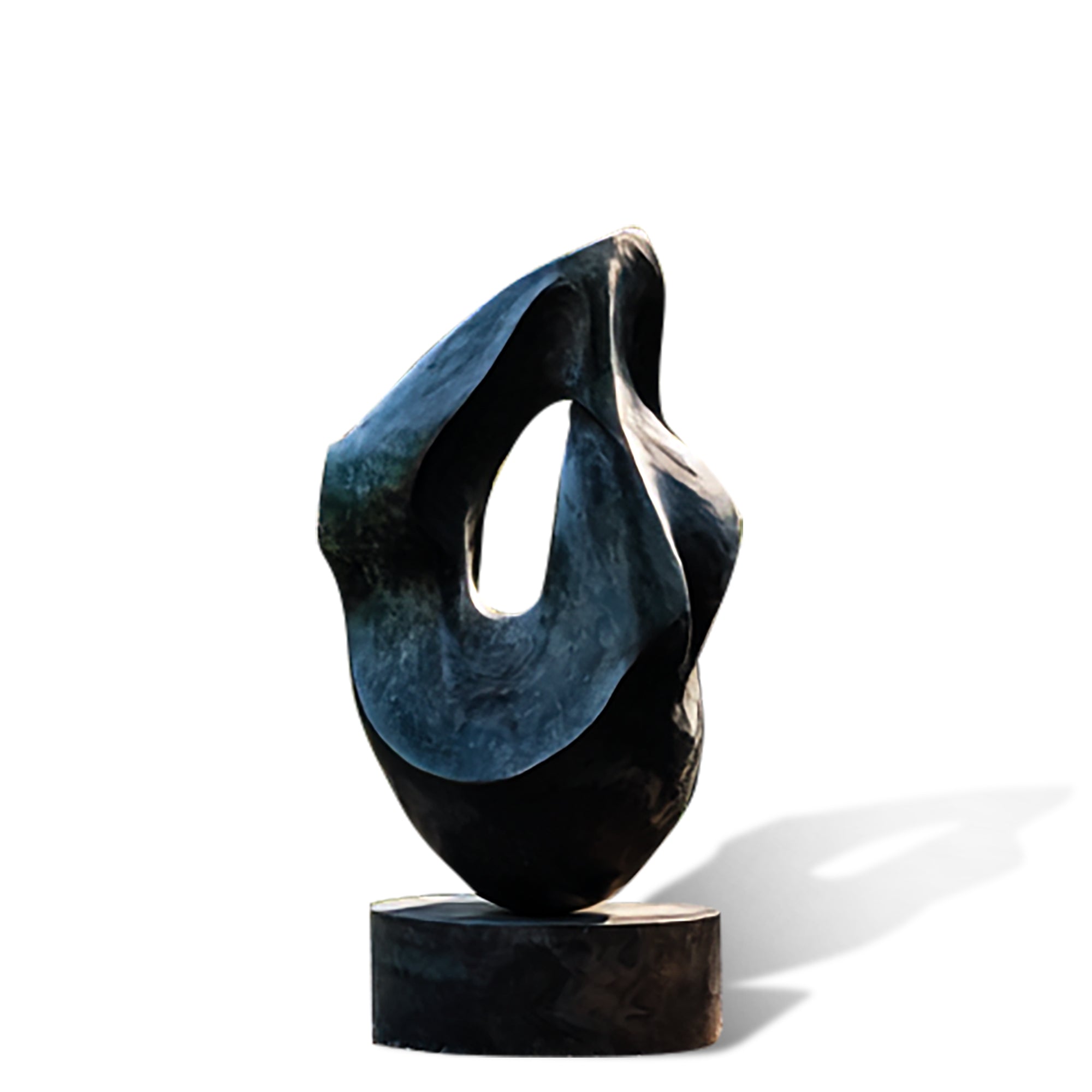 Abstract bronze sculpture on a white background