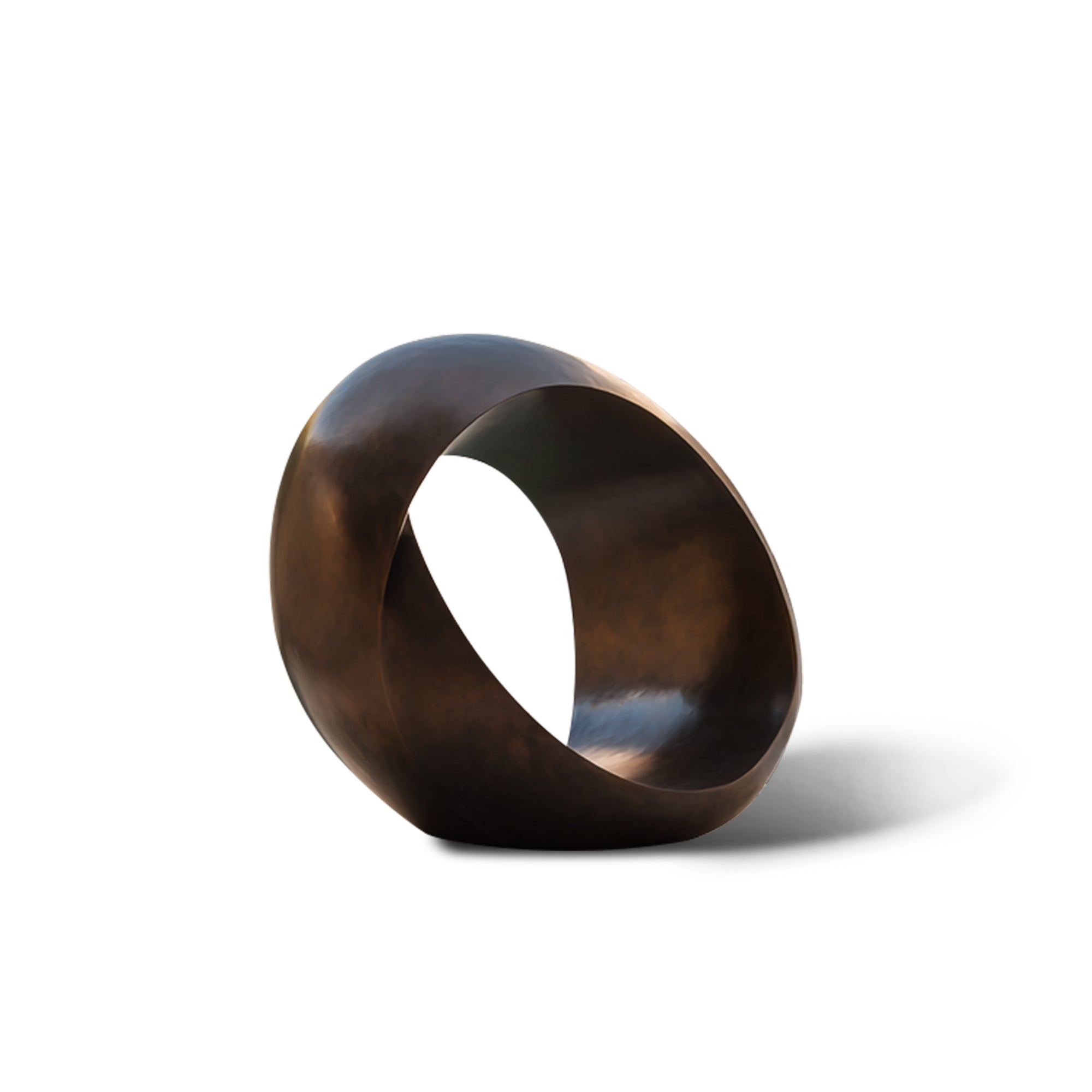 Bronze ring sculpture on a white background