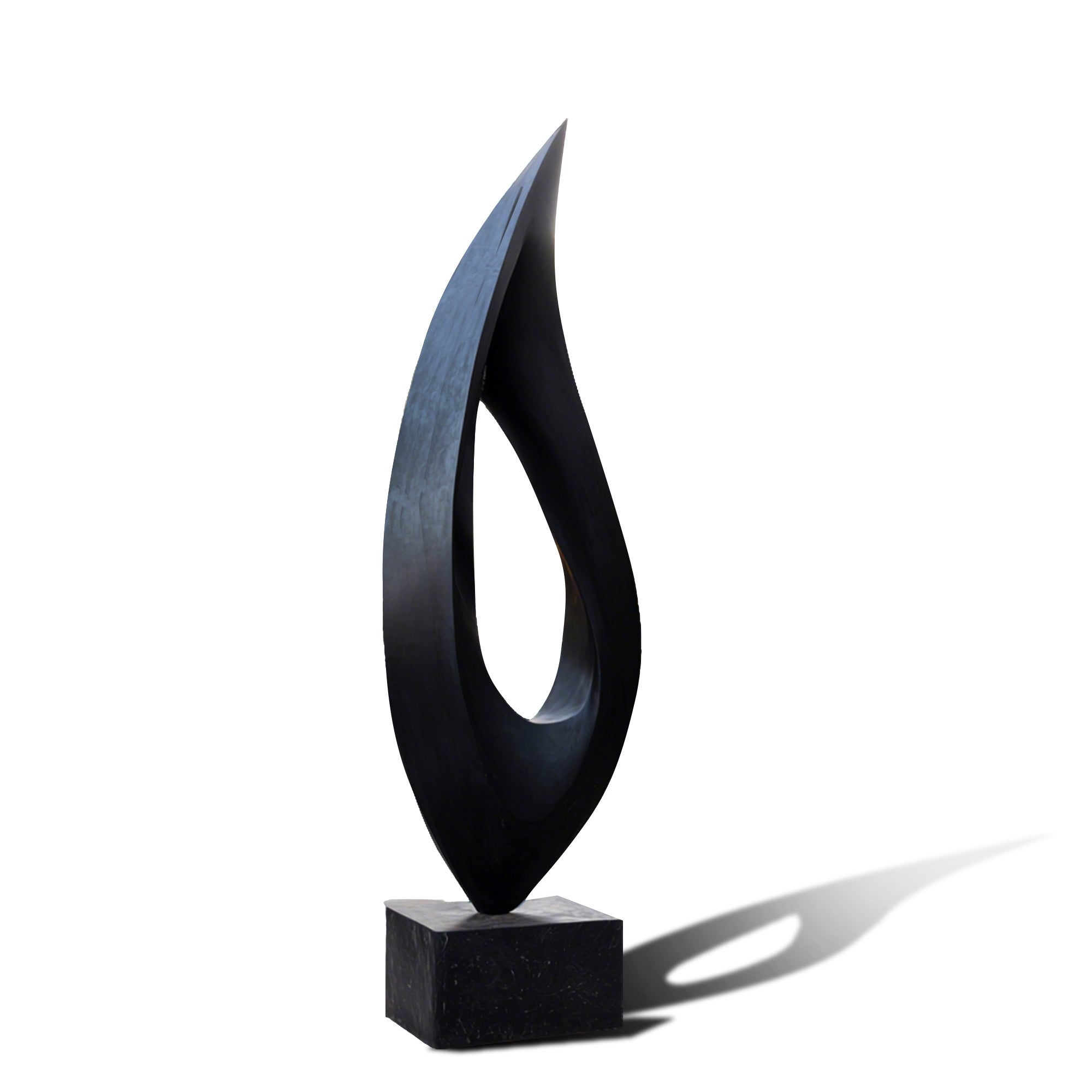 abstract bronze black sculpture in a white background