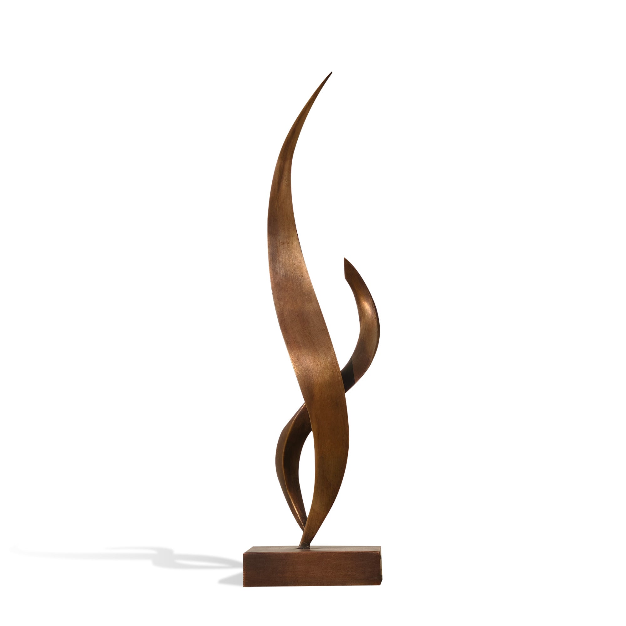 Bronze abstract sculpture on a white background