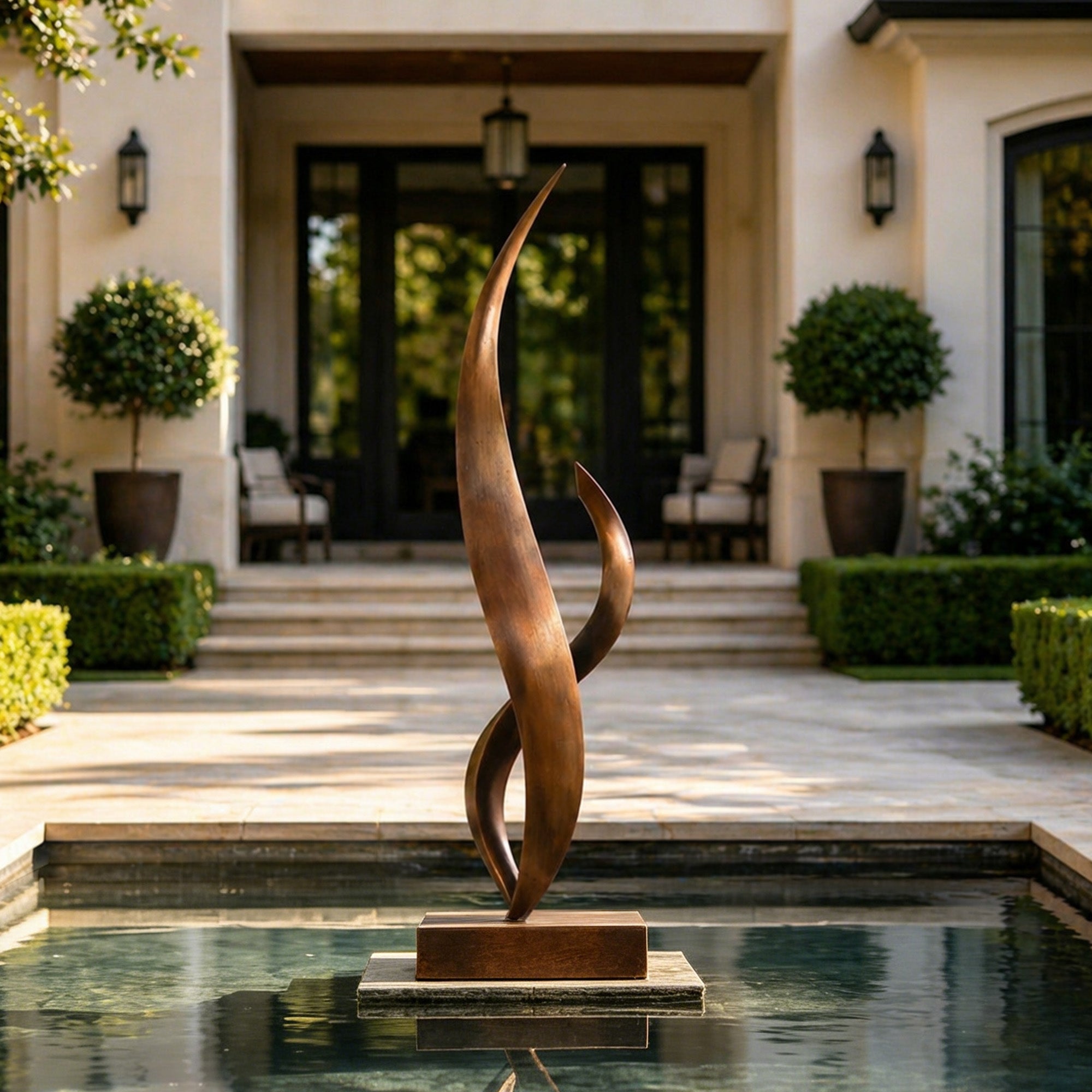 FINEST Flame of Serenity Bronze Abstract Garden Sculpture – Outdoor Ar