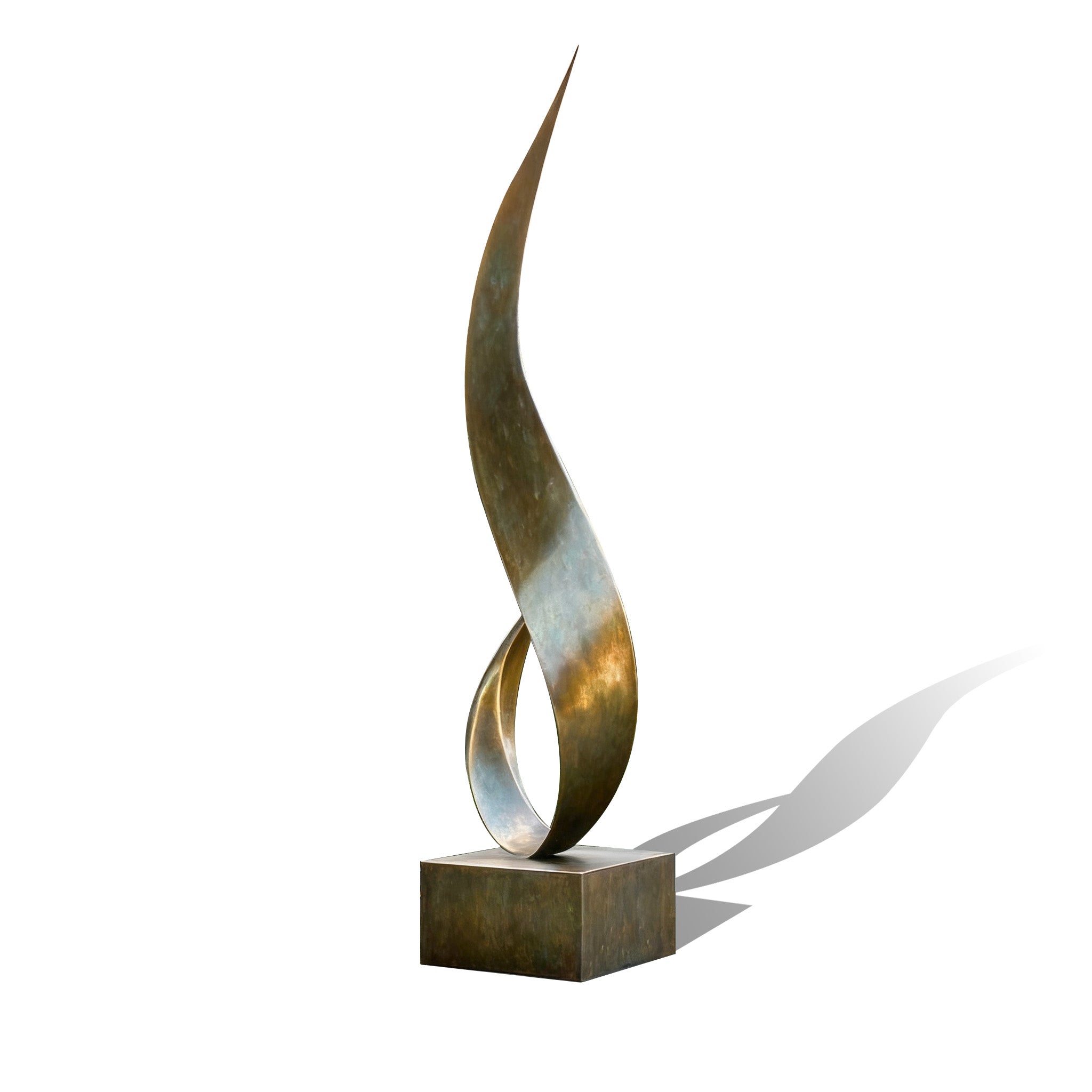 Abstract metal sculpture on a white background