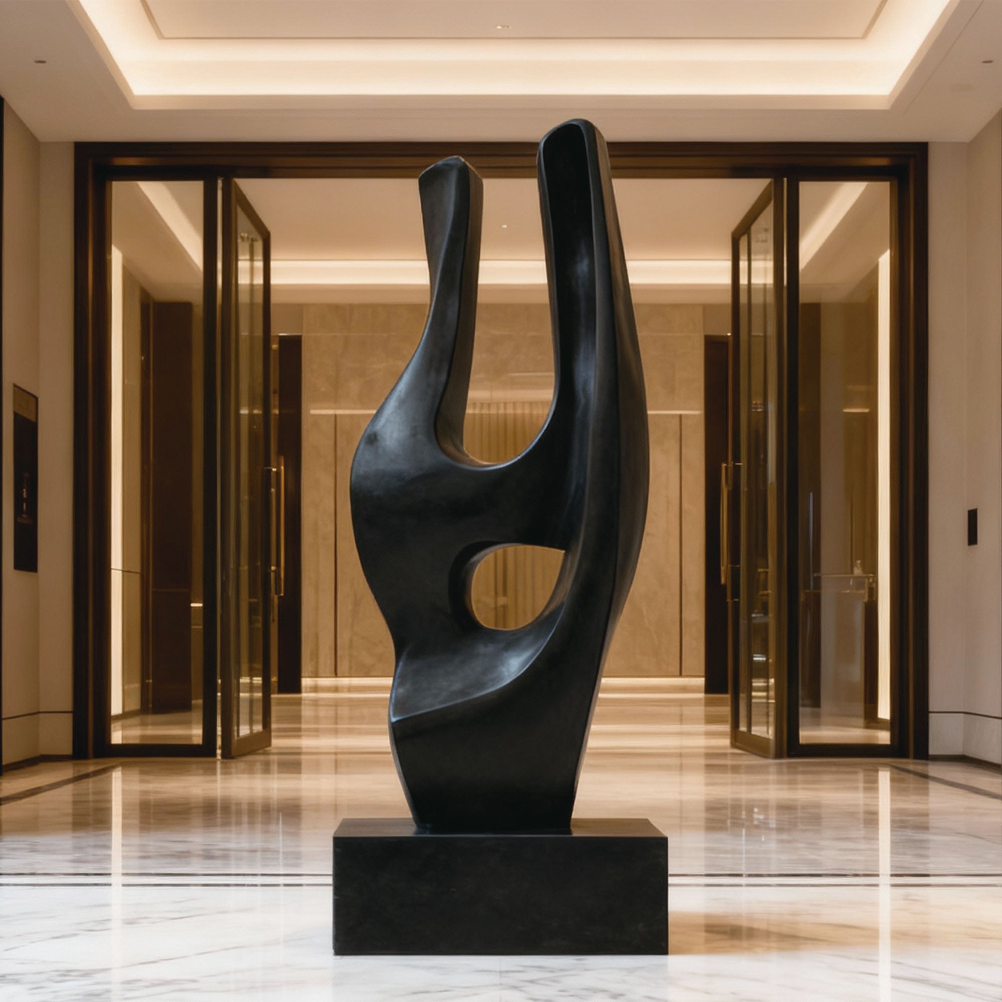 FINEST "Fluid Reverie" Dark Antique Bronze Sculpture Elegant Modern Art for Luxury Gardens & Interior Decor  FB-161