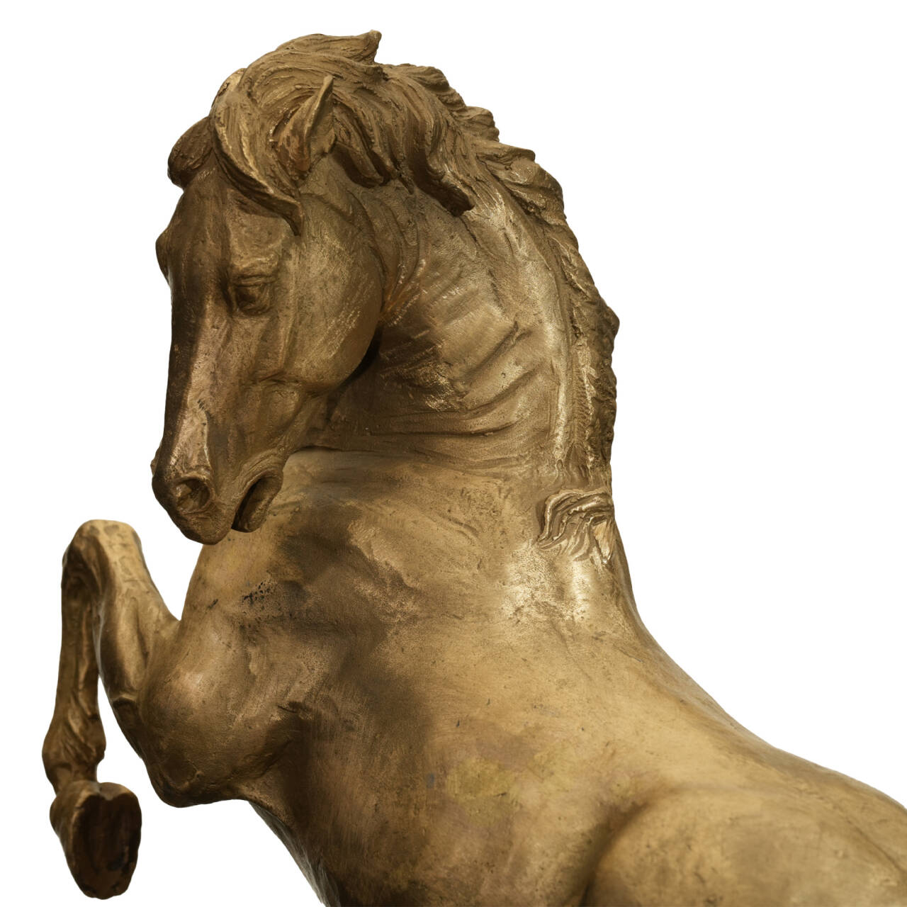 Bronze statue of a horse on a white background