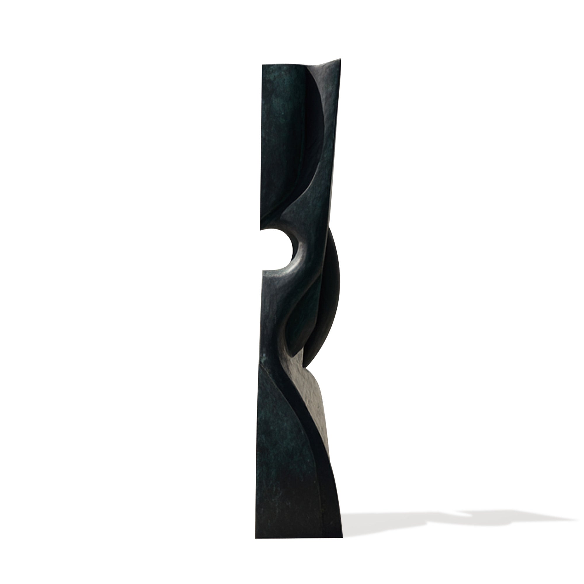 Elegant bronze contemporary sculpture, showcasing minimalist design with flowing curves, ideal for modern art collections, gallery displays, and upscale interiors