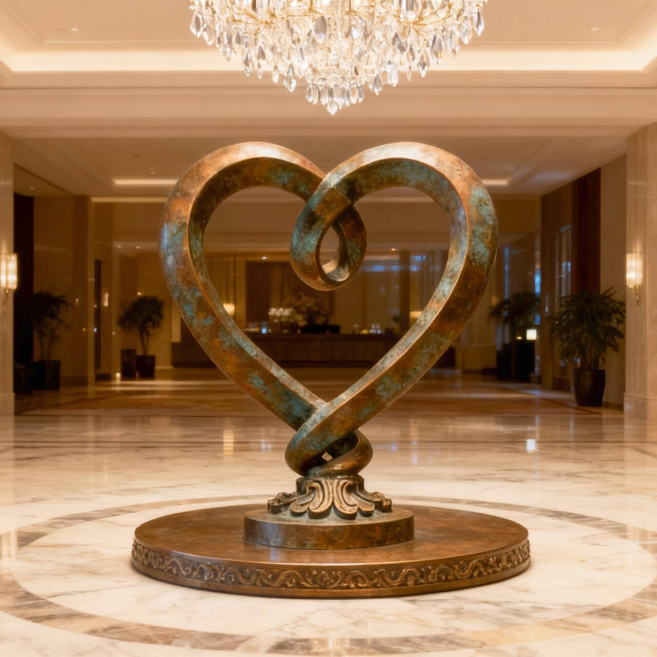 FINEST Eternal Heart - Large Bronze Heart Love Sign Statue for Luxury Interiors and Lobbies FB-186