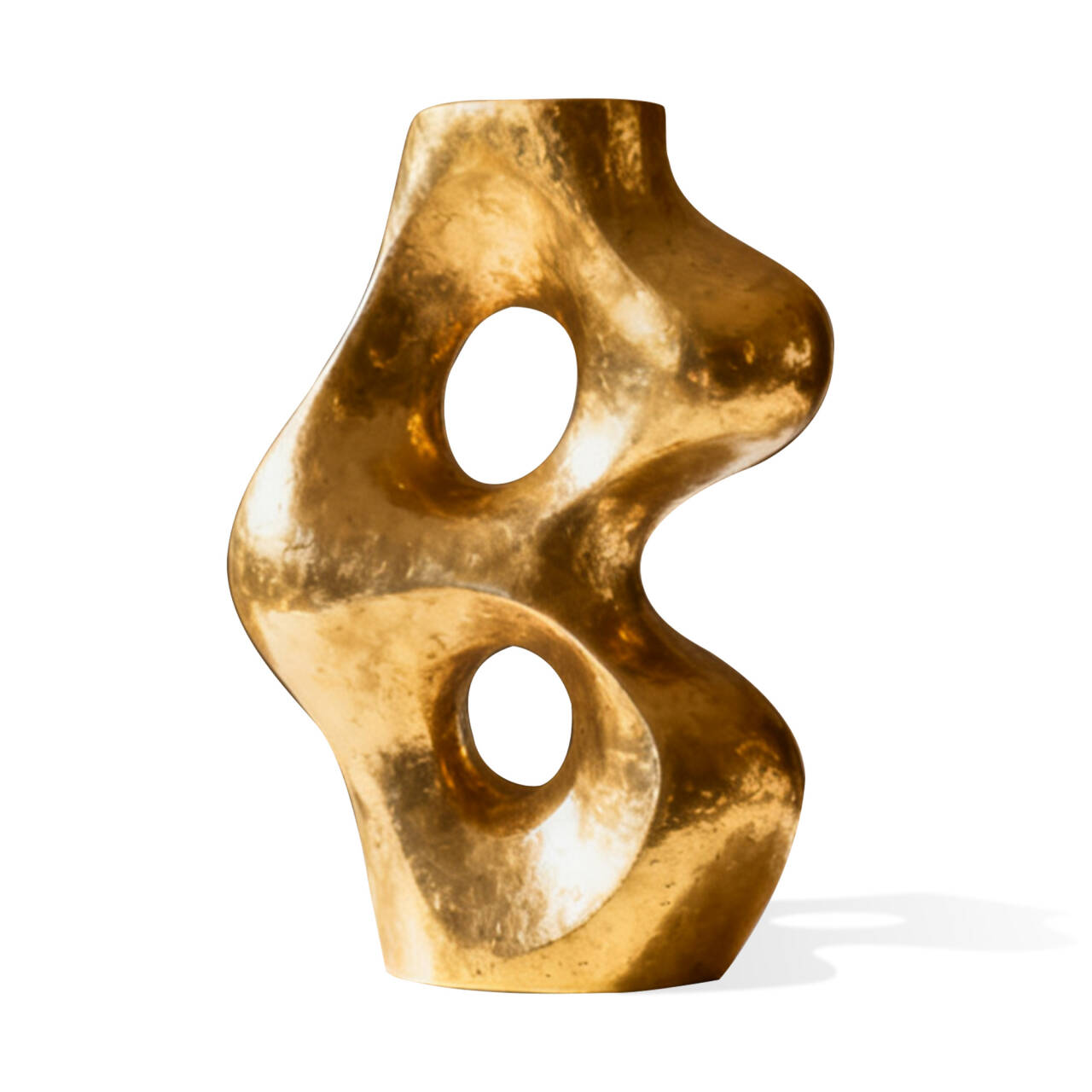 Gold abstract sculpture on a white background