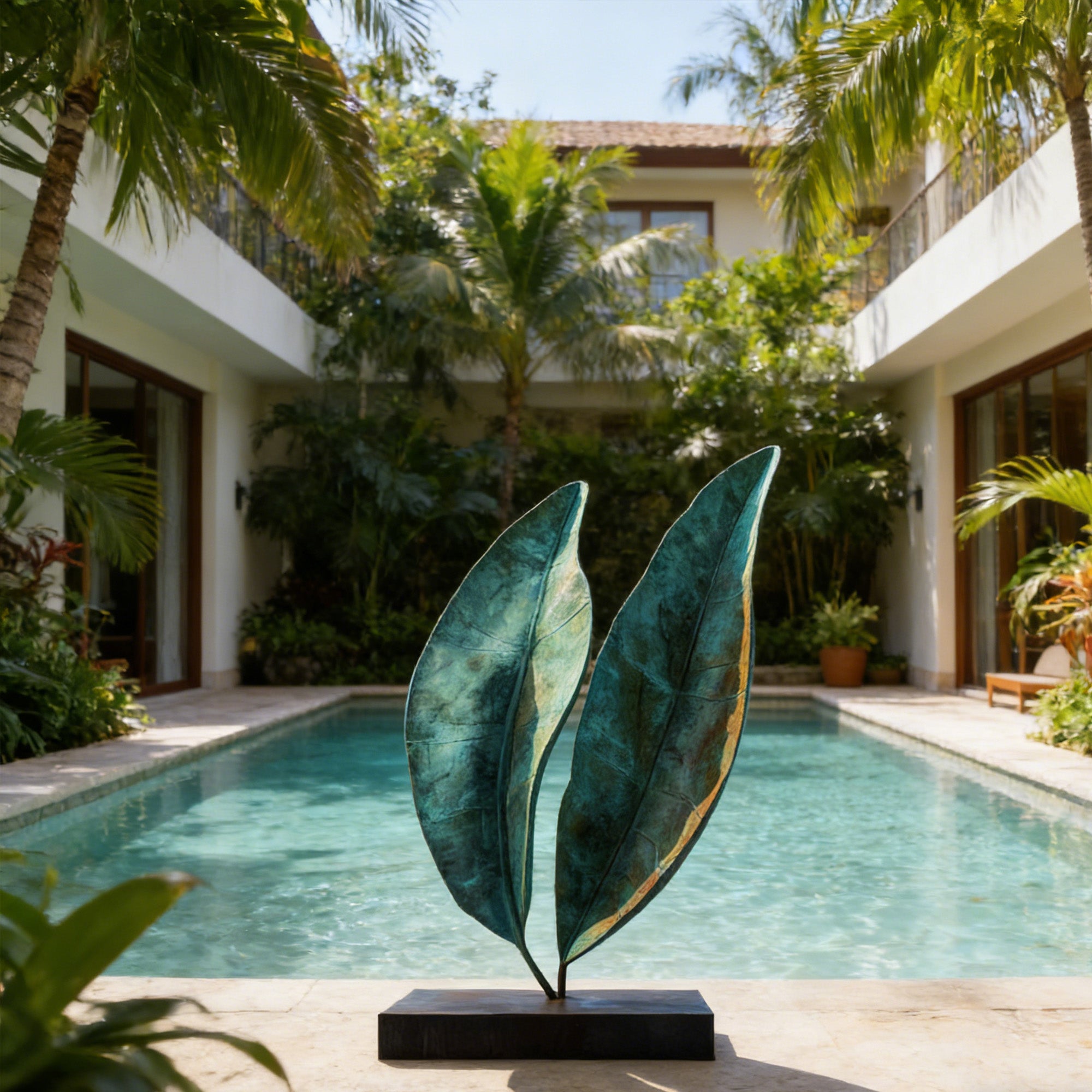 FINEST Verdant Leaves - Custom Size Modern Bronze Leaf Sculpture for Luxury Gardens and Outdoor Spaces FB-204