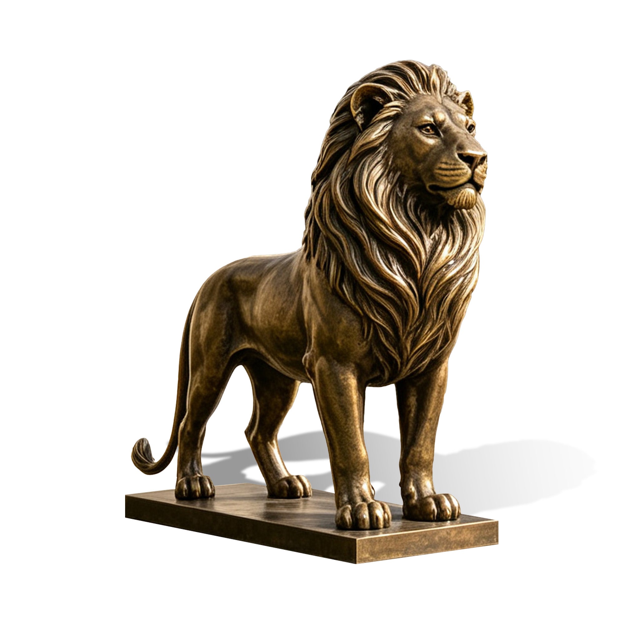 FINEST "Regal Keeper" Proud Standing Bronze Lion Sculpture – Majestic Wildlife Art for Estate Entrances FB-308
