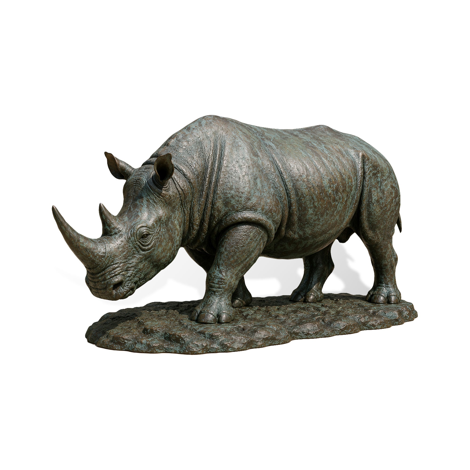FINEST Textured Bronze Rhino Sculpture – Powerful Wildlife Art for Corporate Plazas and Park Landscapes FB-316
