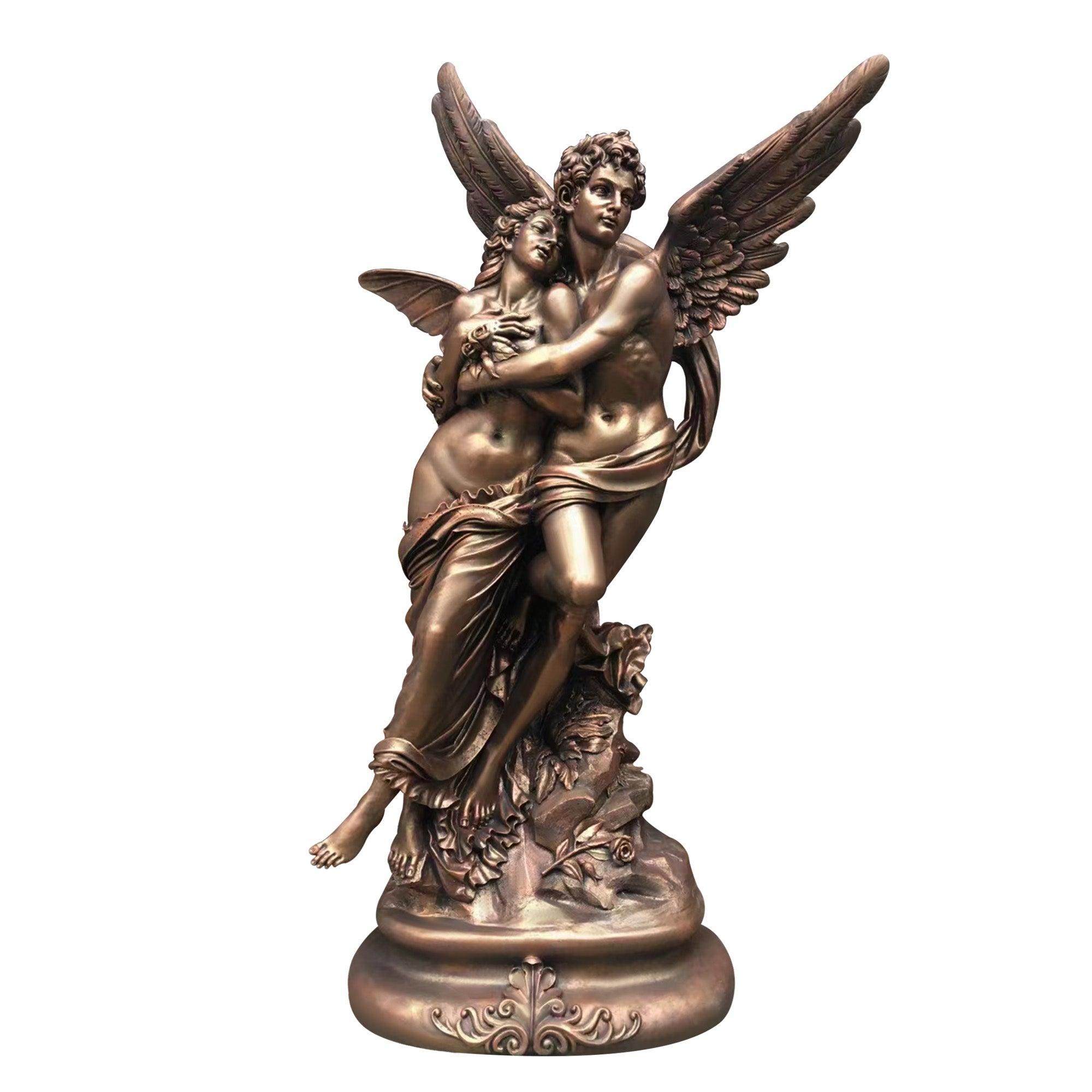 brown color Cupid and Psyche fiberglass sculpture