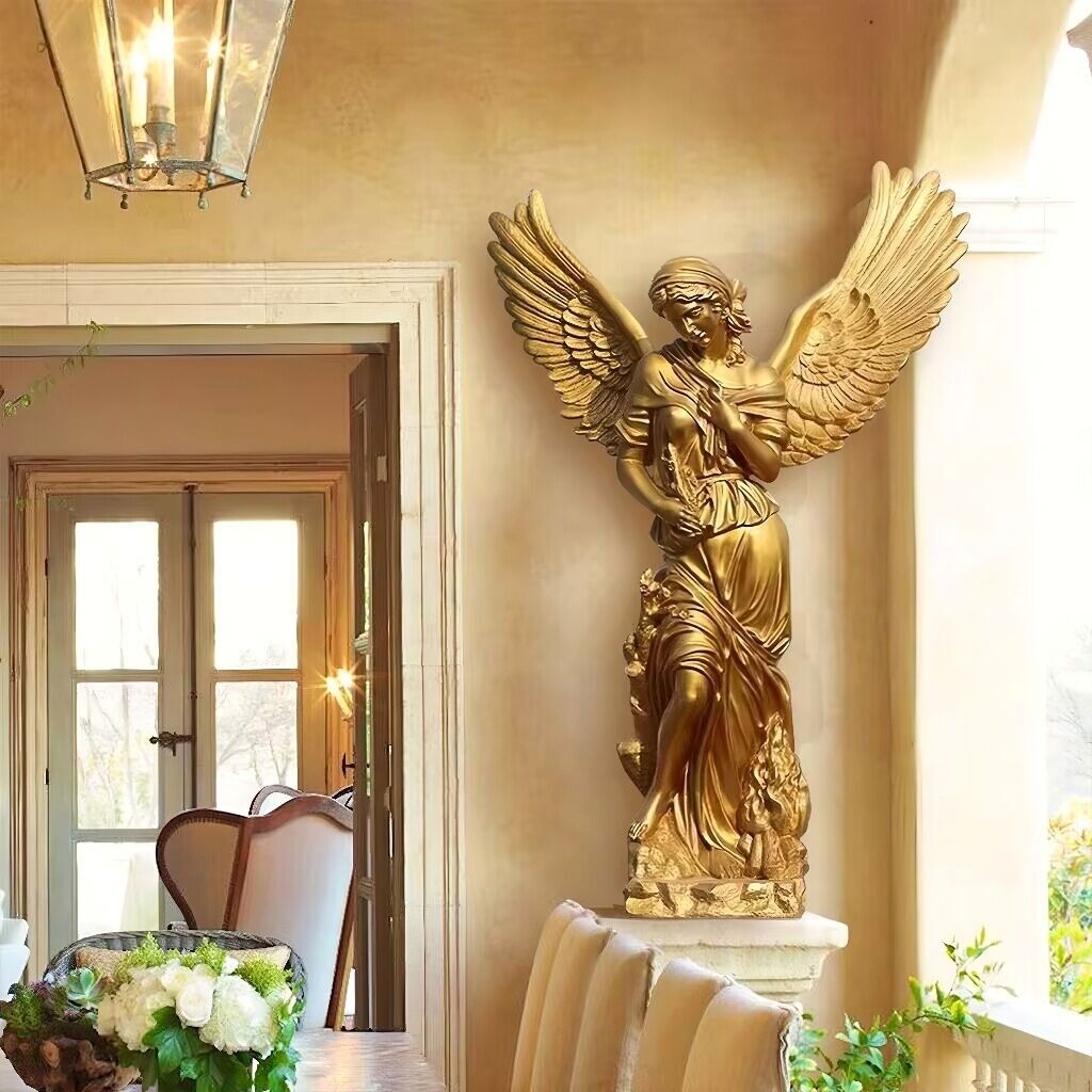 FINEST Golden Fiberglass Art Greek Goddess Angel Statue FF-003