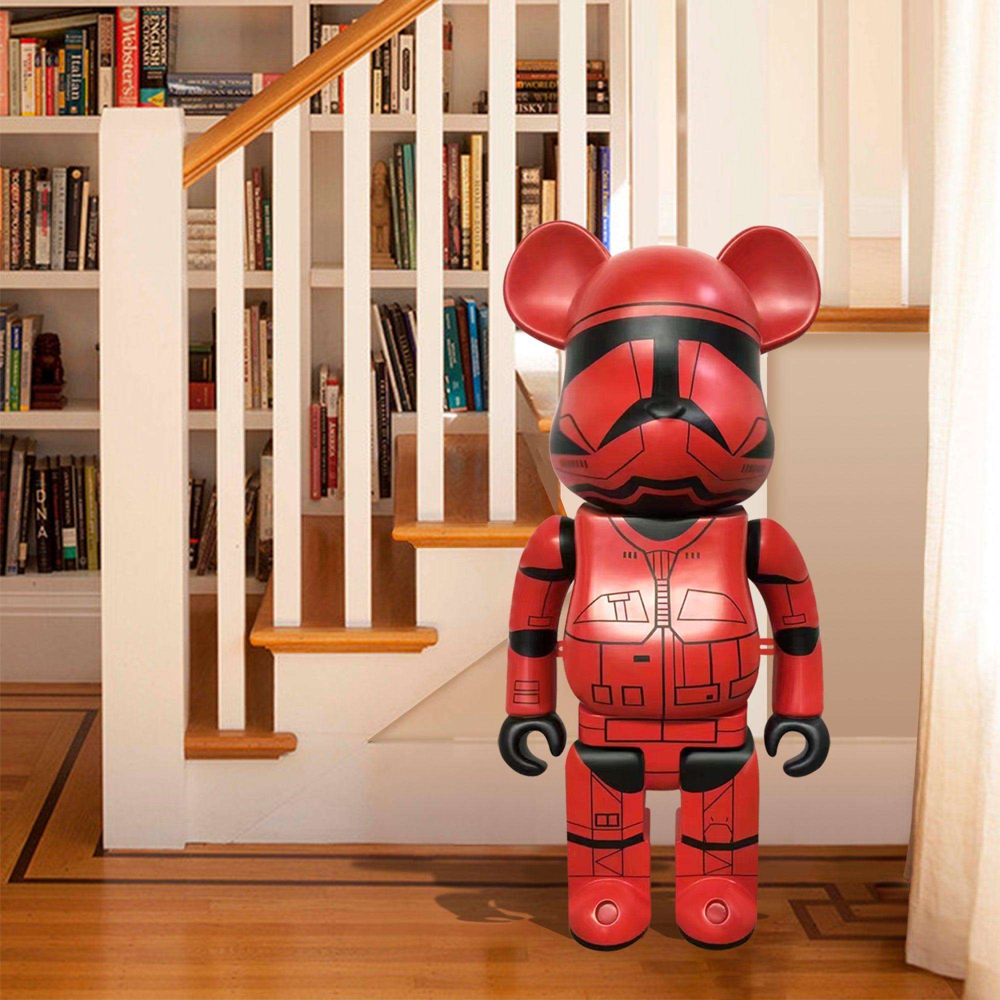 bear fiberglass sculpture with red and black color