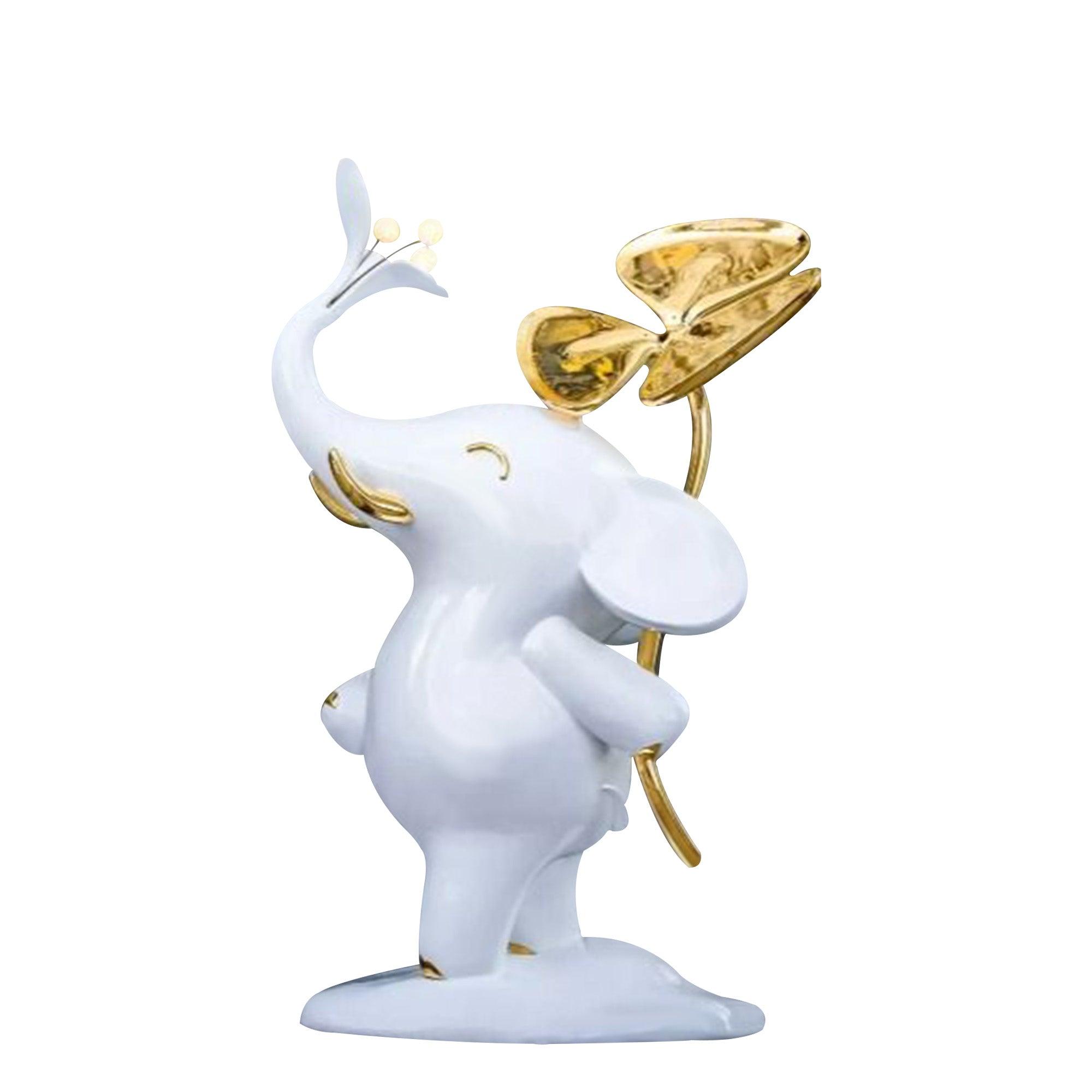 Cartoon White Fiberglass Elephant Sculpture