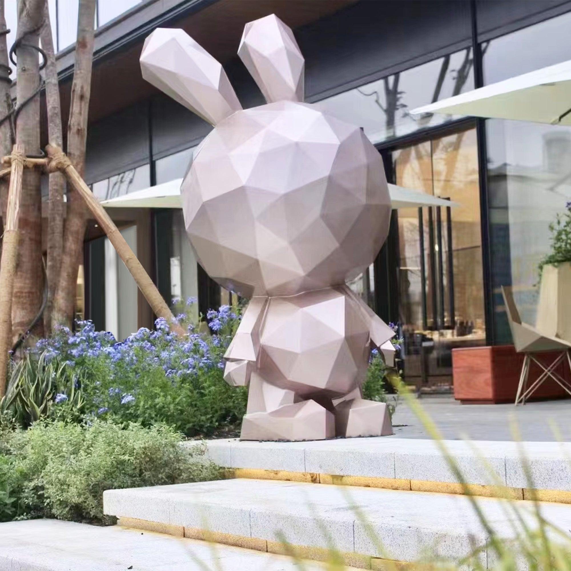 animal sculptures cartoon standing rabbit fiberglass sculpture